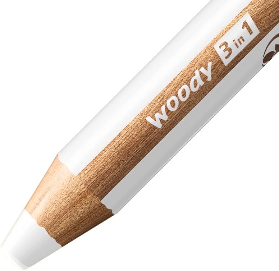 Thumbnail 1 de STABILO woody 3 in 1 - Matita colorata Multi-Funzione (Confezione da 5) – Bianco