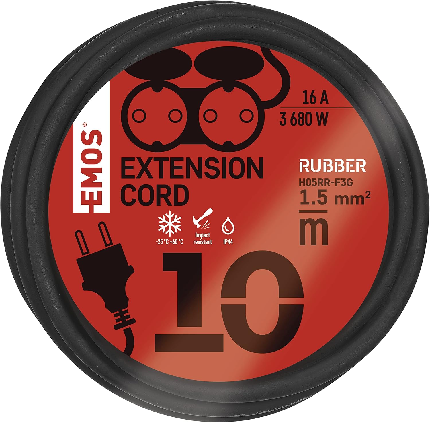 Thumbnail 4 de EMOS IP44 Verlängerungskabel 10 m – 2 Schuko-Steckdosen, wasserdicht und robust