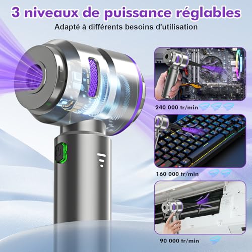Detalle 2 de Micisty Aspirateur Voiture 4 en 1 — Puissant sans fil 28 000 Pa