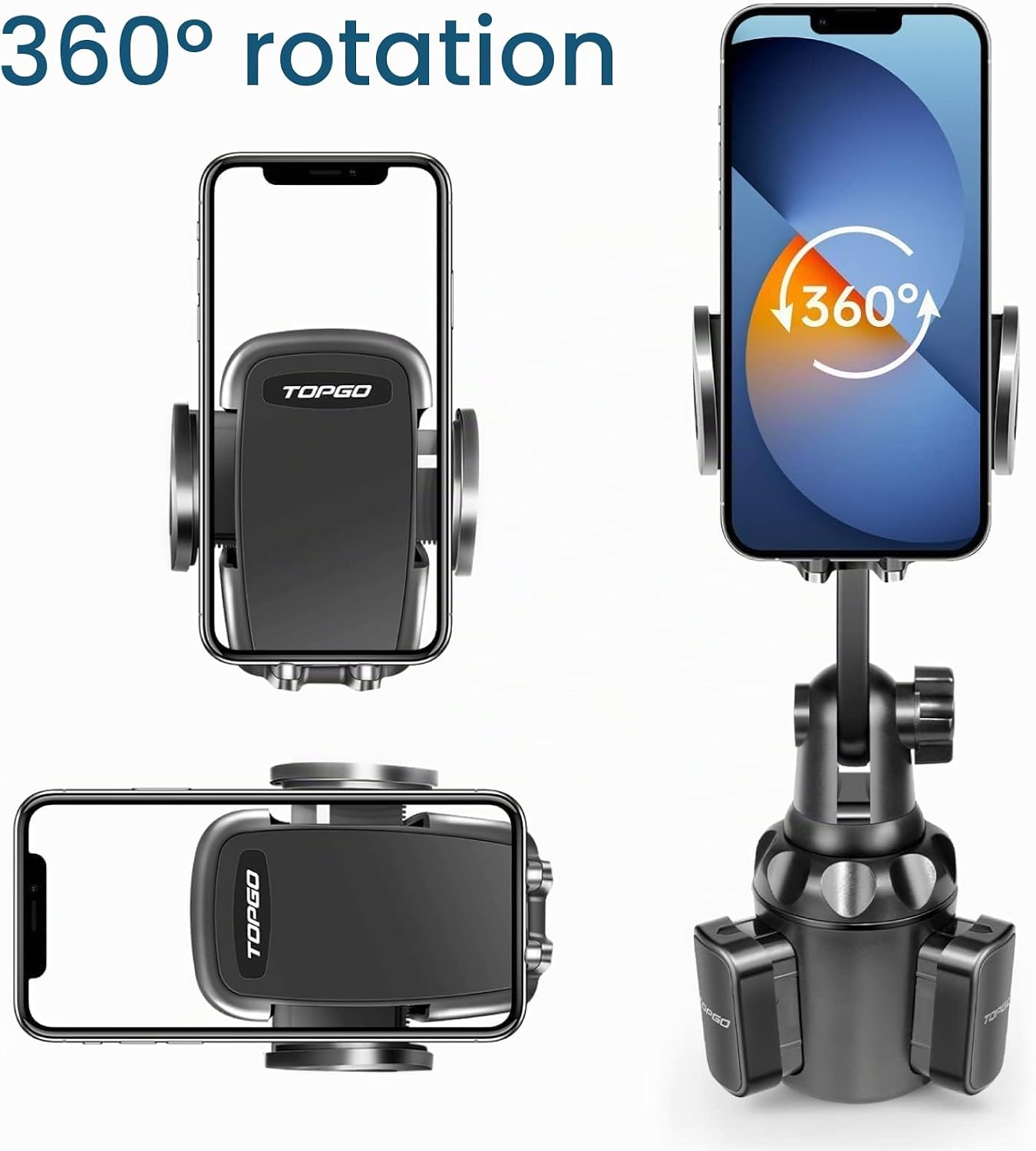 Detalle de TOPGO Cup Phone Holder – justerbar mobilhållare för bilens mugghållare