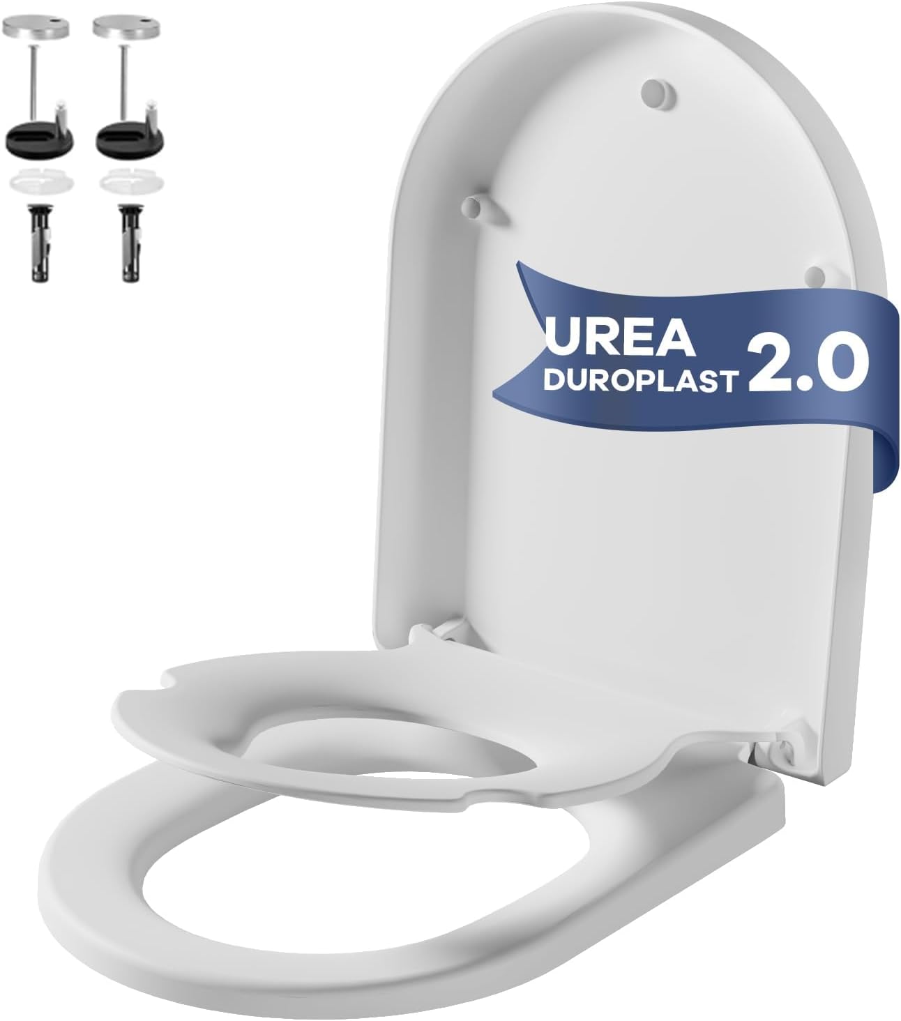 Detalle de Aptliton Family Toilet Seat with Quick Release, Soft Close and Built-in Child Seat (D-shape) – White