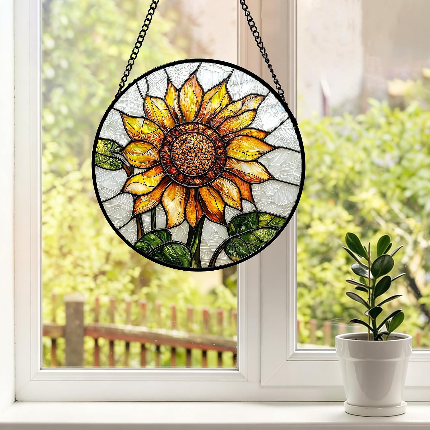 Thumbnail 6 de DASTOLL 9.8-Inch Sunflower Stained Glass Window Suncatcher