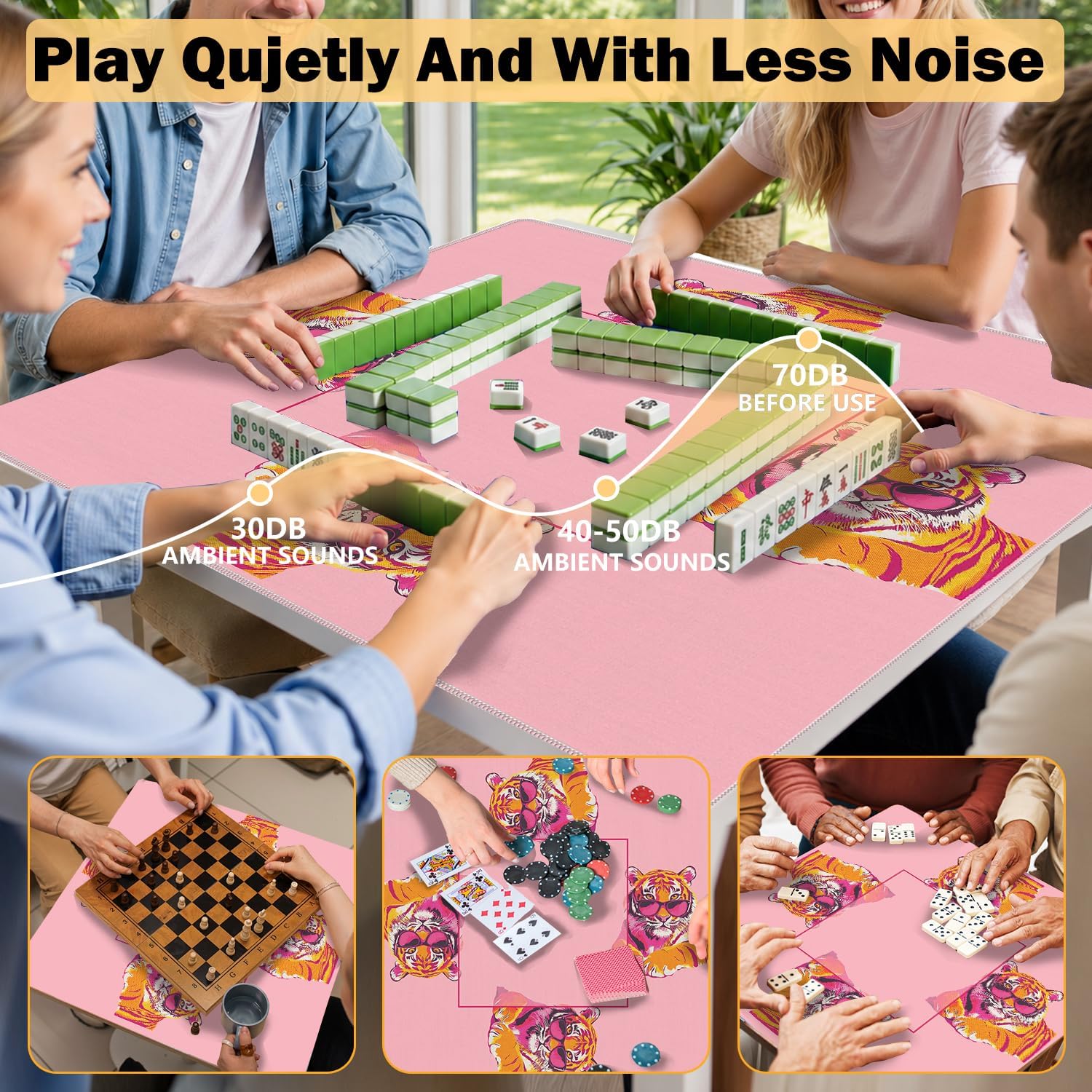 Detalle 2 de VGXKJIIOD Mahjong Mat, 31.5 x 31.5 Inch