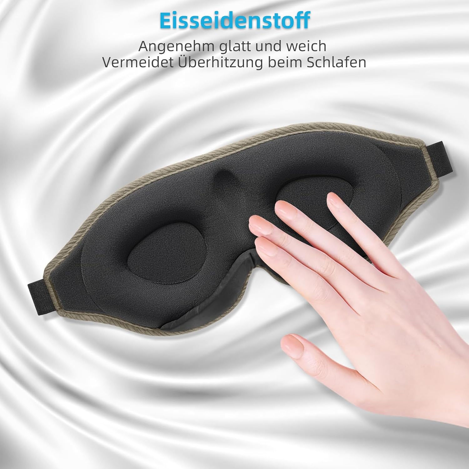 Detalle de 2026 Innovative Schlafmaske – Lichtblocker, ergonomisch, 30 g, mit Nasenausschnitt & Eisseide-Bezug (Braun)