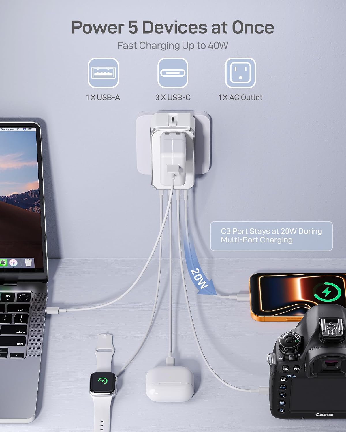 Detalle 2 de EPICKA Universal Travel Adapter 40W