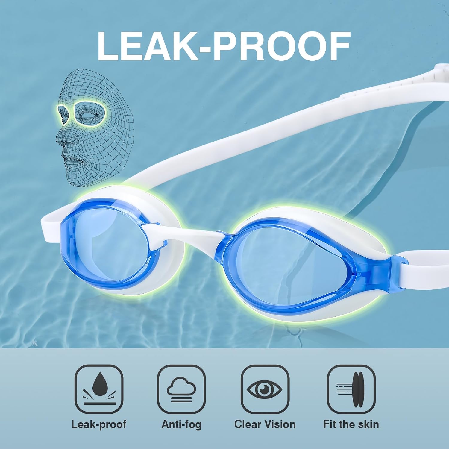 Thumbnail 2 de Dizokizo Swimming Goggles: No Leaking, Anti-Fog, UV Protection