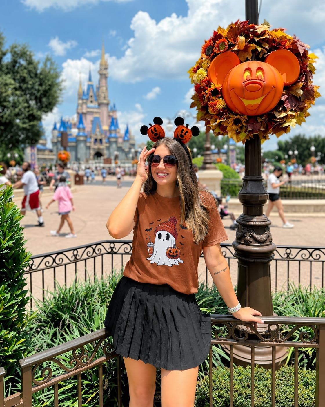 Detalle de DUTUT Halloween T-Shirt for Women, Pumpkin and Boo Ghost, Short Sleeve
