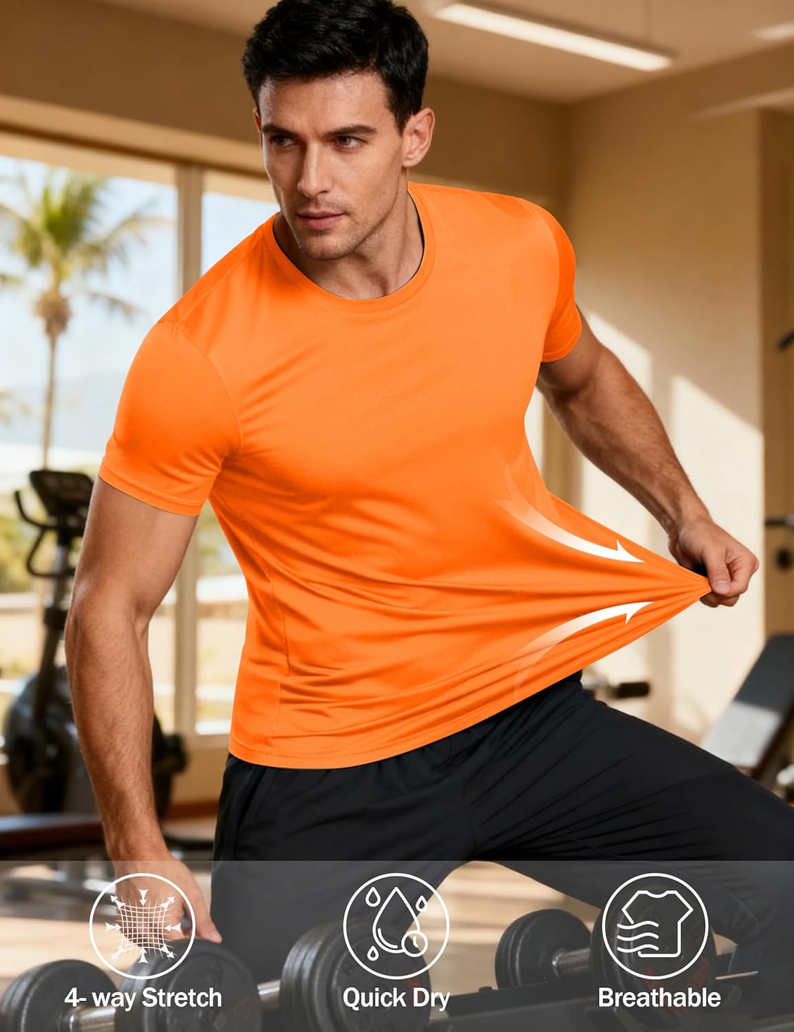 Detalle de KEFITEVD UV Shirt Herren Sportshirt Kurzarm – schnelltrocknend und atmungsaktiv mit UPF 50+
