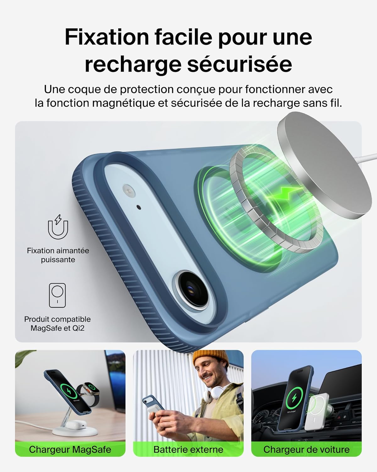 Thumbnail 2 de Belkin SheerForce Grip: Coque iPhone Air, MagSafe, design fin et antidérapante – Bleu