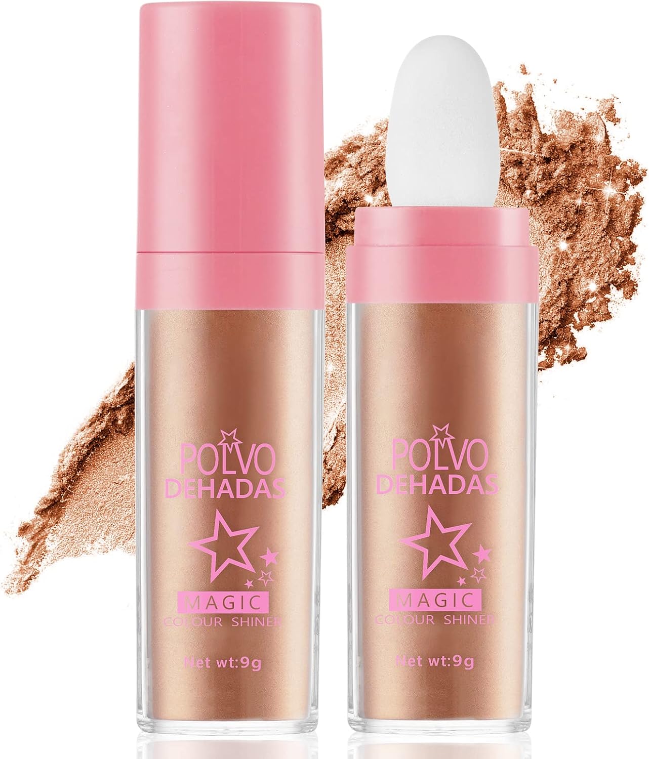 AOOWU Powder Stick – polvere corpo glitter illuminante marrone dorato per viso, capelli e feste