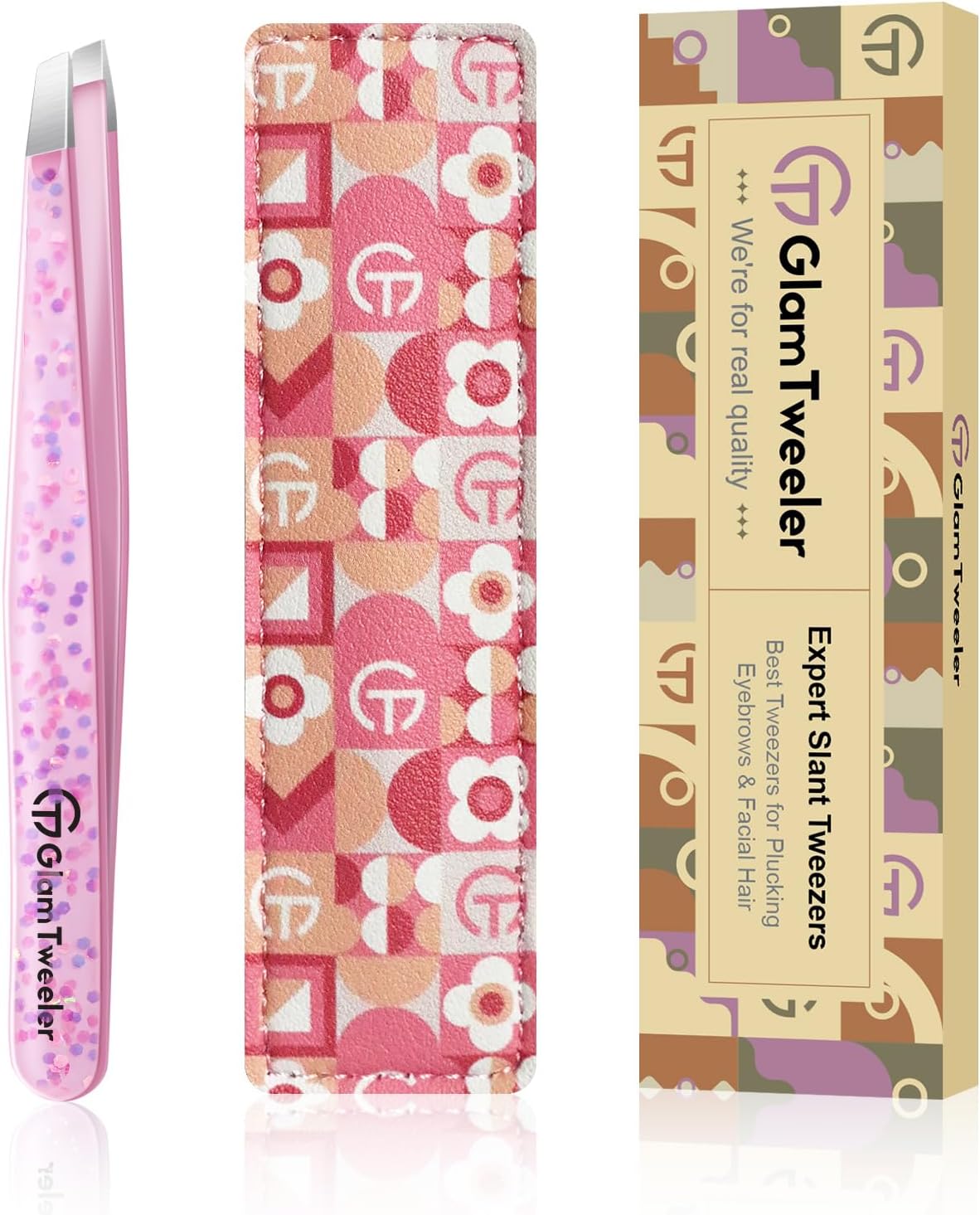 GlamTweeler Expert Eyebrow Tweezers with Leather Case 🎀