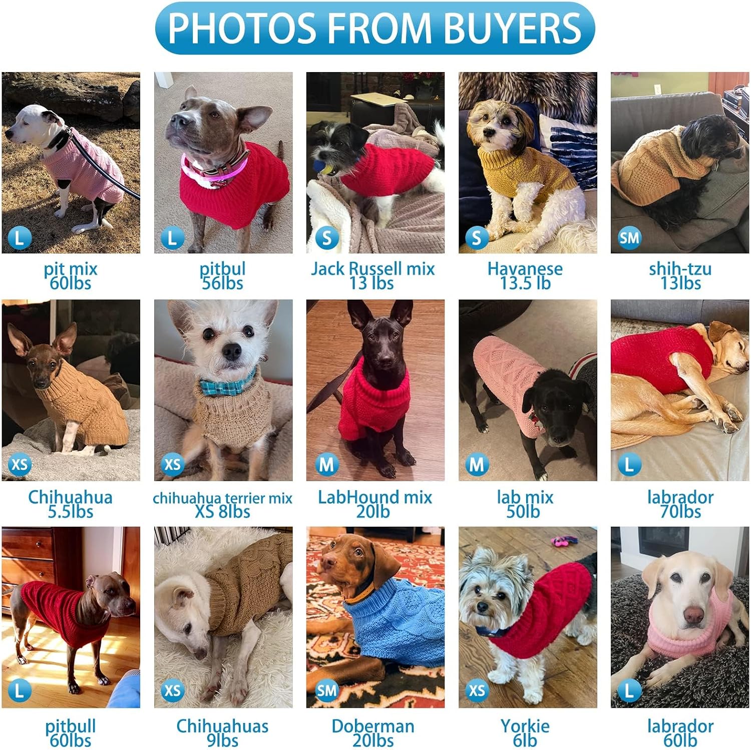 Thumbnail 6 de Mihachi Turtleneck Dog Sweater, Medium Acrylic Cable Knit with Leash Hole