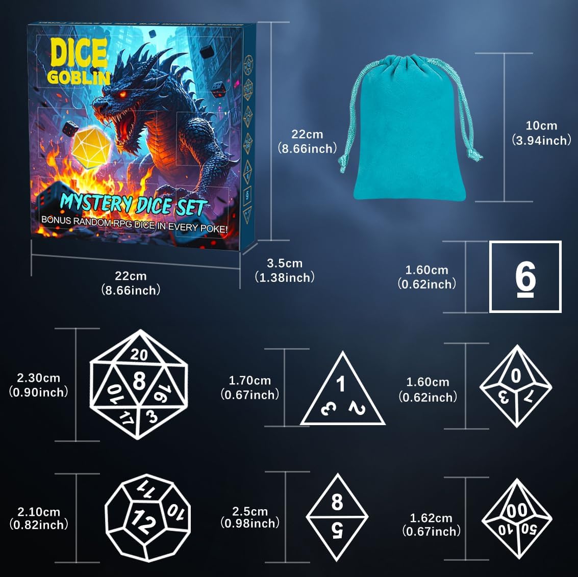 Thumbnail 4 de QMAY Mystery Dice – 9 polyhedral dice sets (63 pieces) in random style