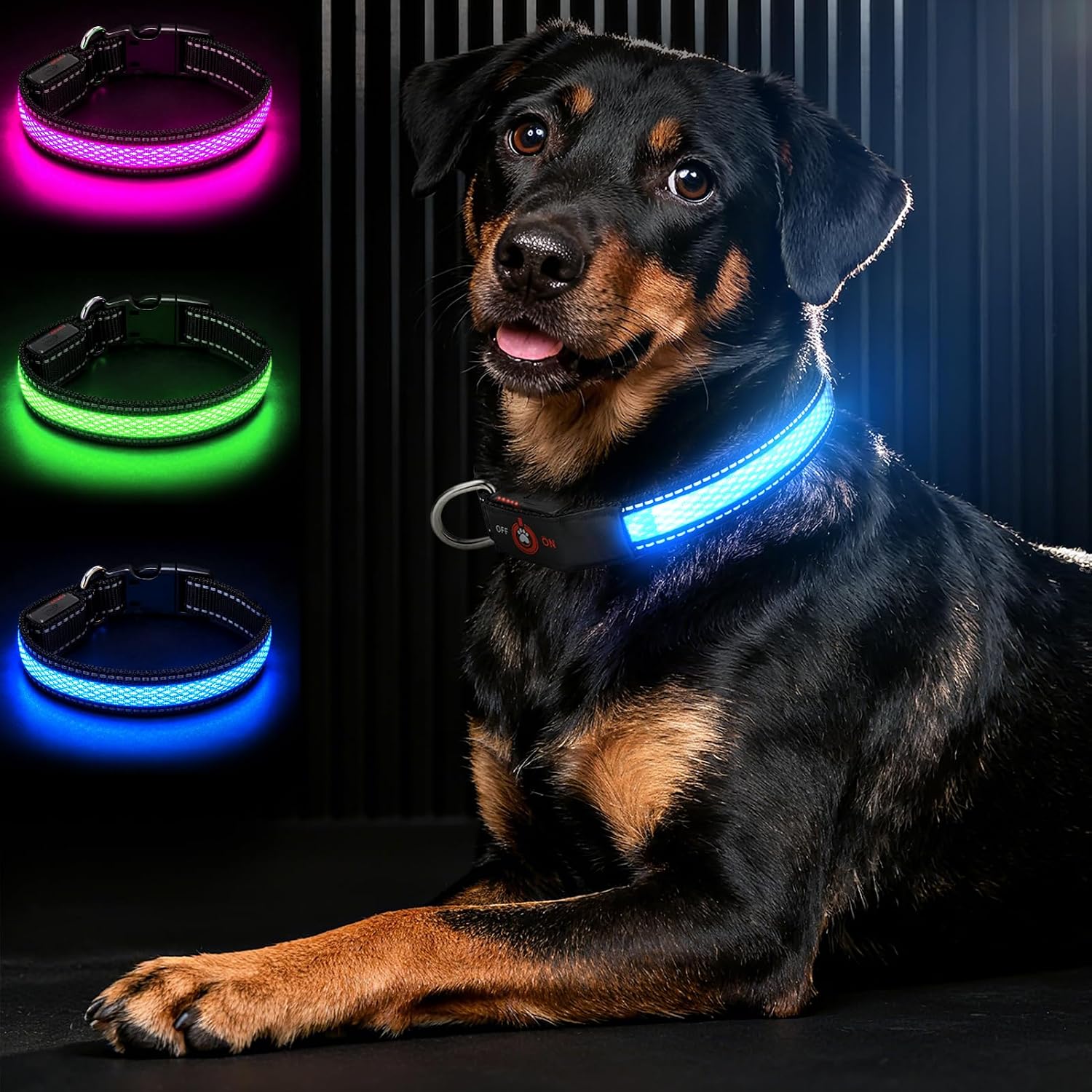 Detalle de Bamda Light-Up Dog Collar, Blue