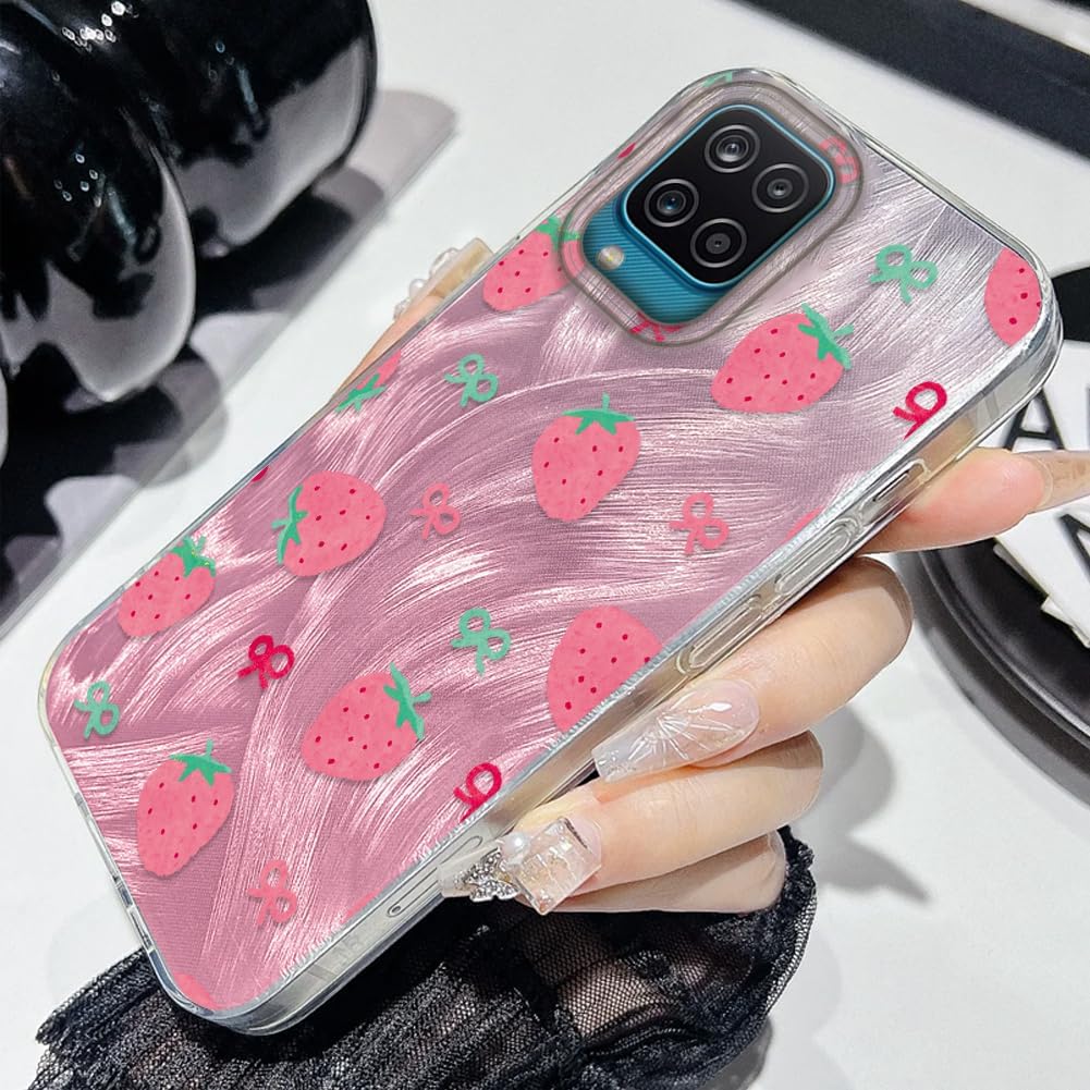 Detalle 2 de Tedyhulle Hülle für Samsung Galaxy A12 / M12 – Nanachnick Pink Erdbeeren, dünn & stoßfestes Silikon TPU Case