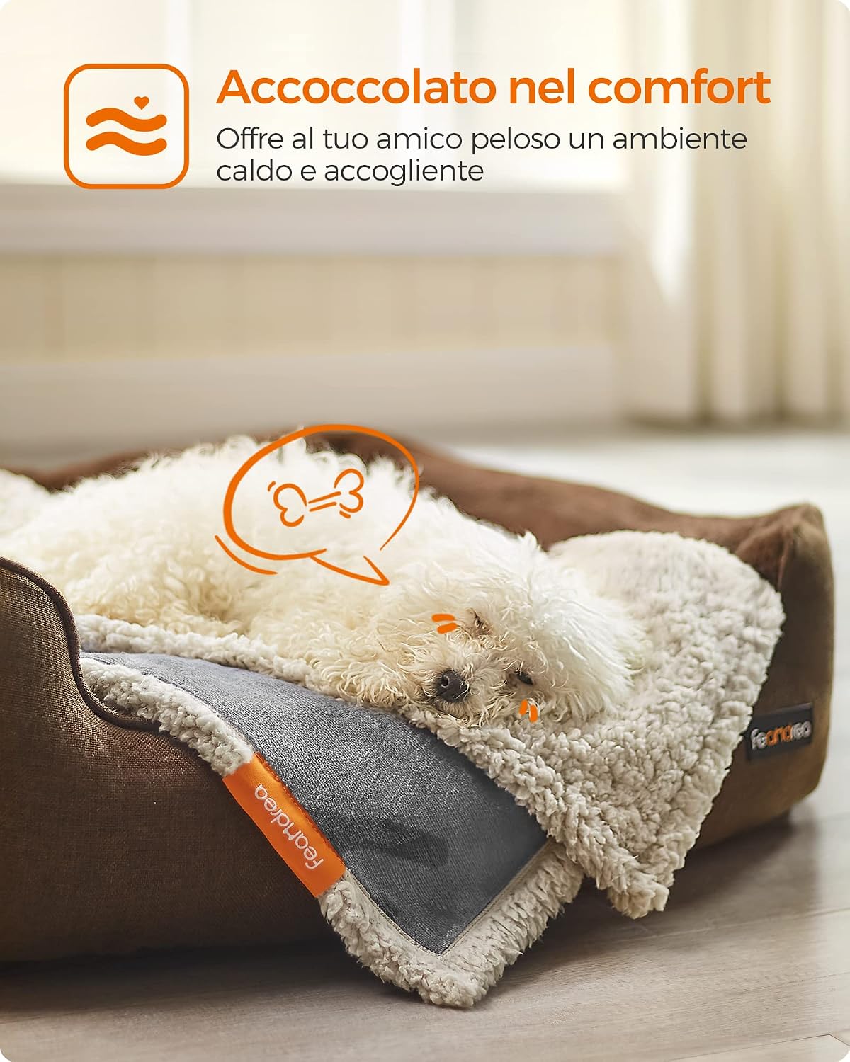 Detalle de Feandrea Coperta Impermeabile per Cani 73 x 63 cm, reversibile con Sherpa e Flanella