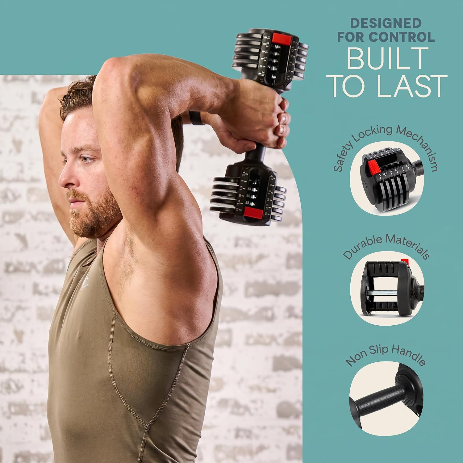 Detalle de Lifepro adjustable dumbbells, 2.5–25 lb
