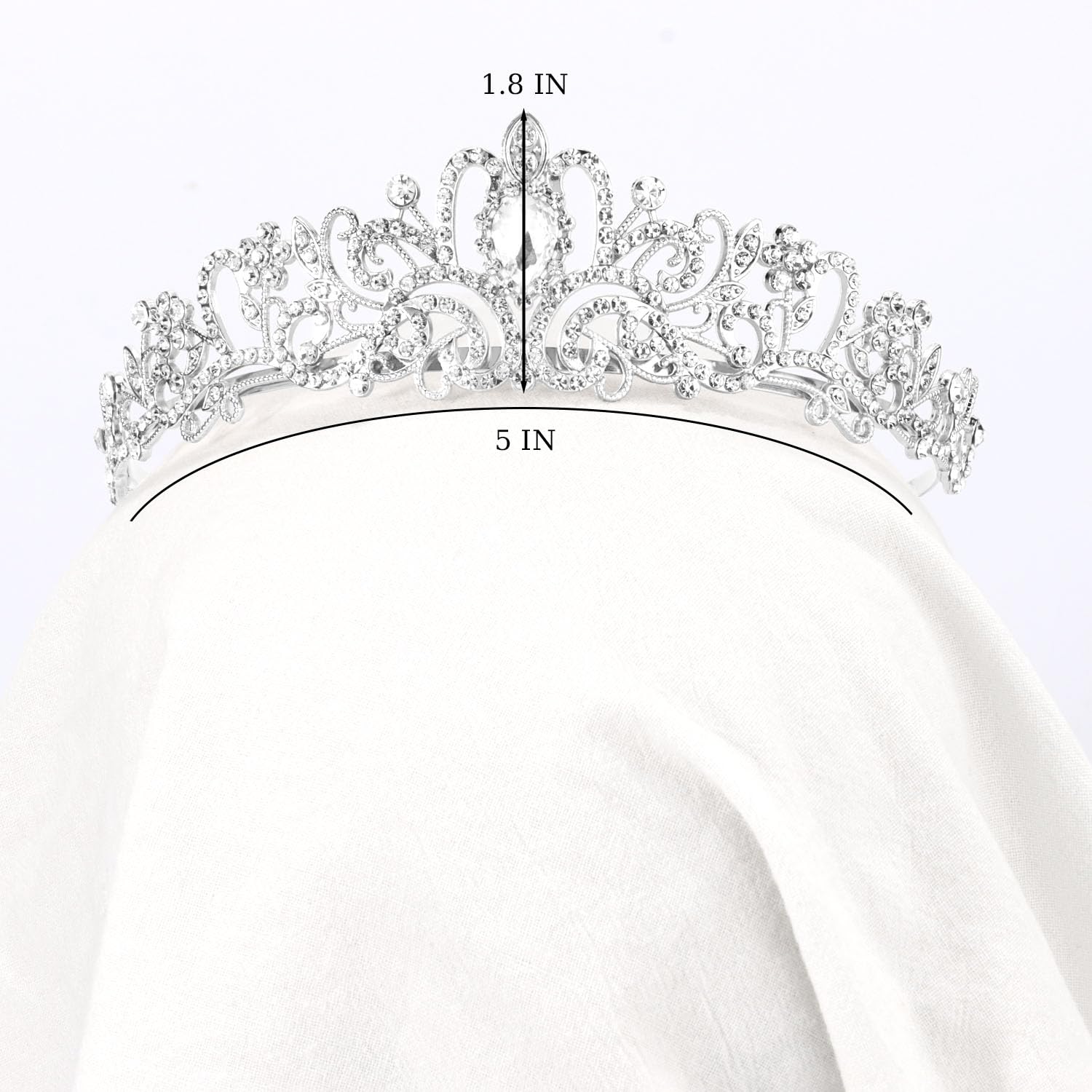 Detalle de Didder Silver Crystal Tiara with Rhinestones and Hair Combs