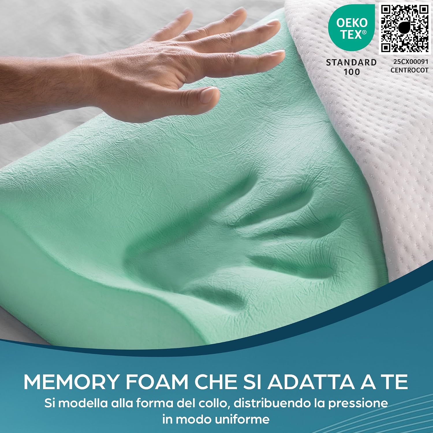 Detalle 2 de Flowen Cuscino Cervicale Memory Foam per Dormire 🌙📦📦📦📦📦📦📦📦📦📦📦📦📦📦📦📦📦🌙