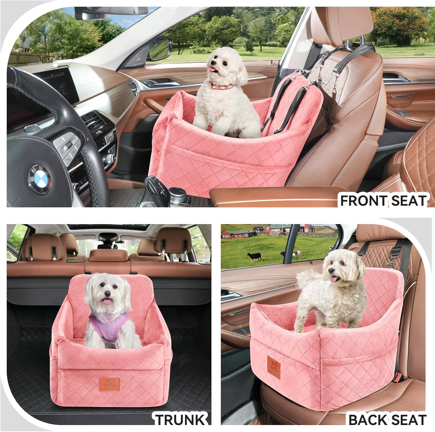 Detalle de GL GLENSLAVE Hunde-Autositz für kleine & mittlere Hunde bis 35 lbs (rosa)