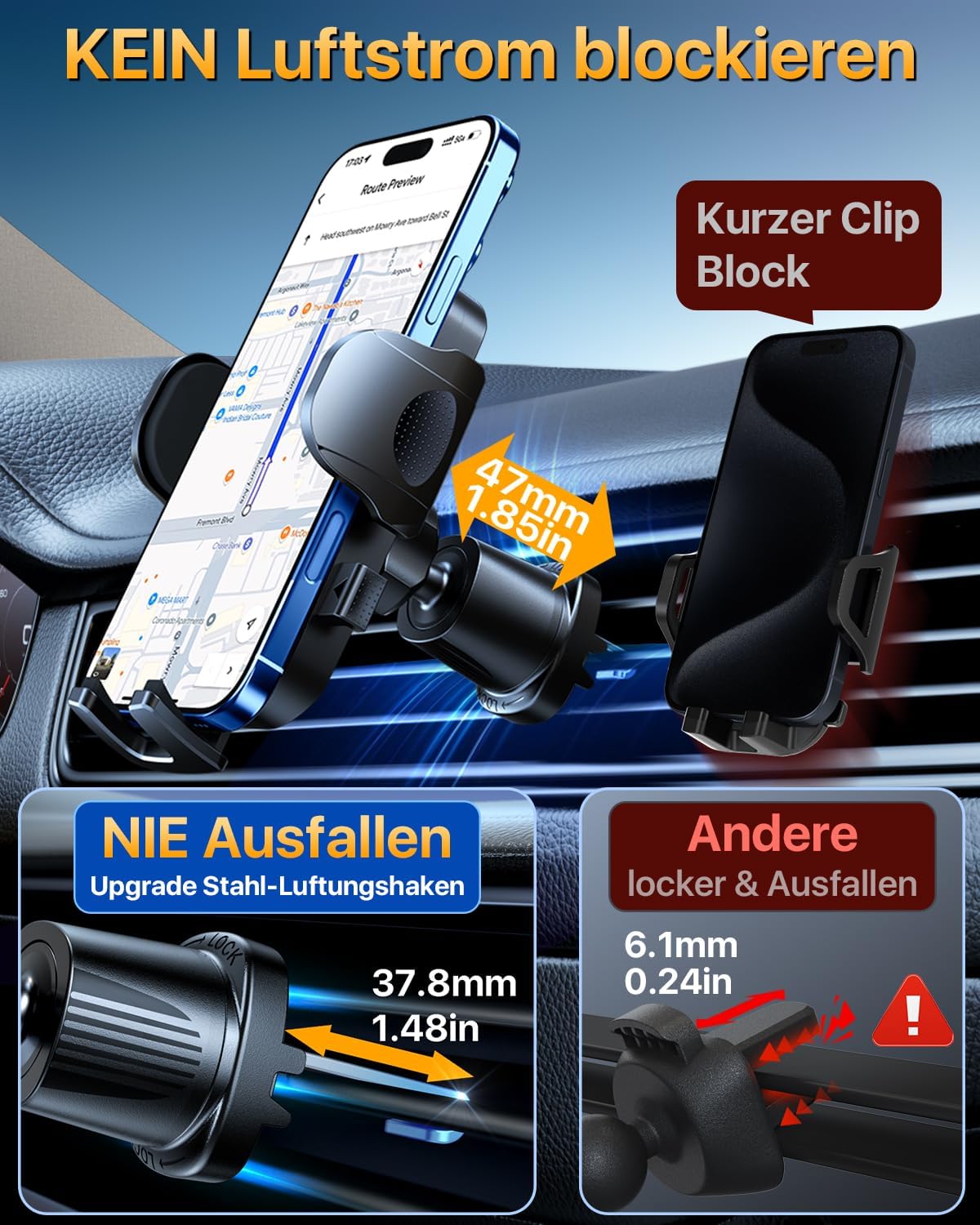 Thumbnail 6 de YRU Handyhalterung Auto Militär‑Klasse 25 kg Saugnapf