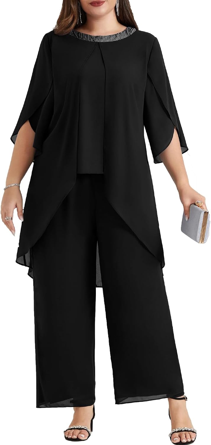 Thumbnail 6 de Hanna Nikole Abendanzug Chiffon mit Pailletten