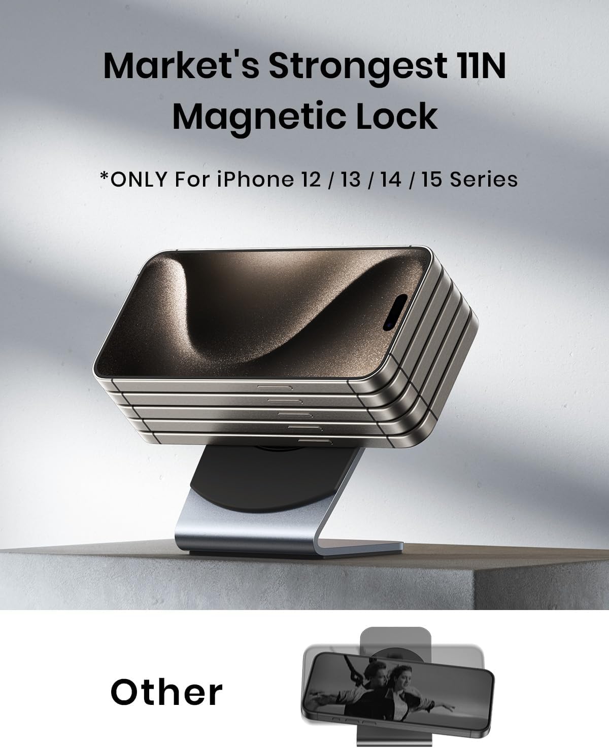 Detalle de INIU Wireless Charger: 15W Magnetic Fast-Charging Stand for iPhone 12–16 with Detachable Design