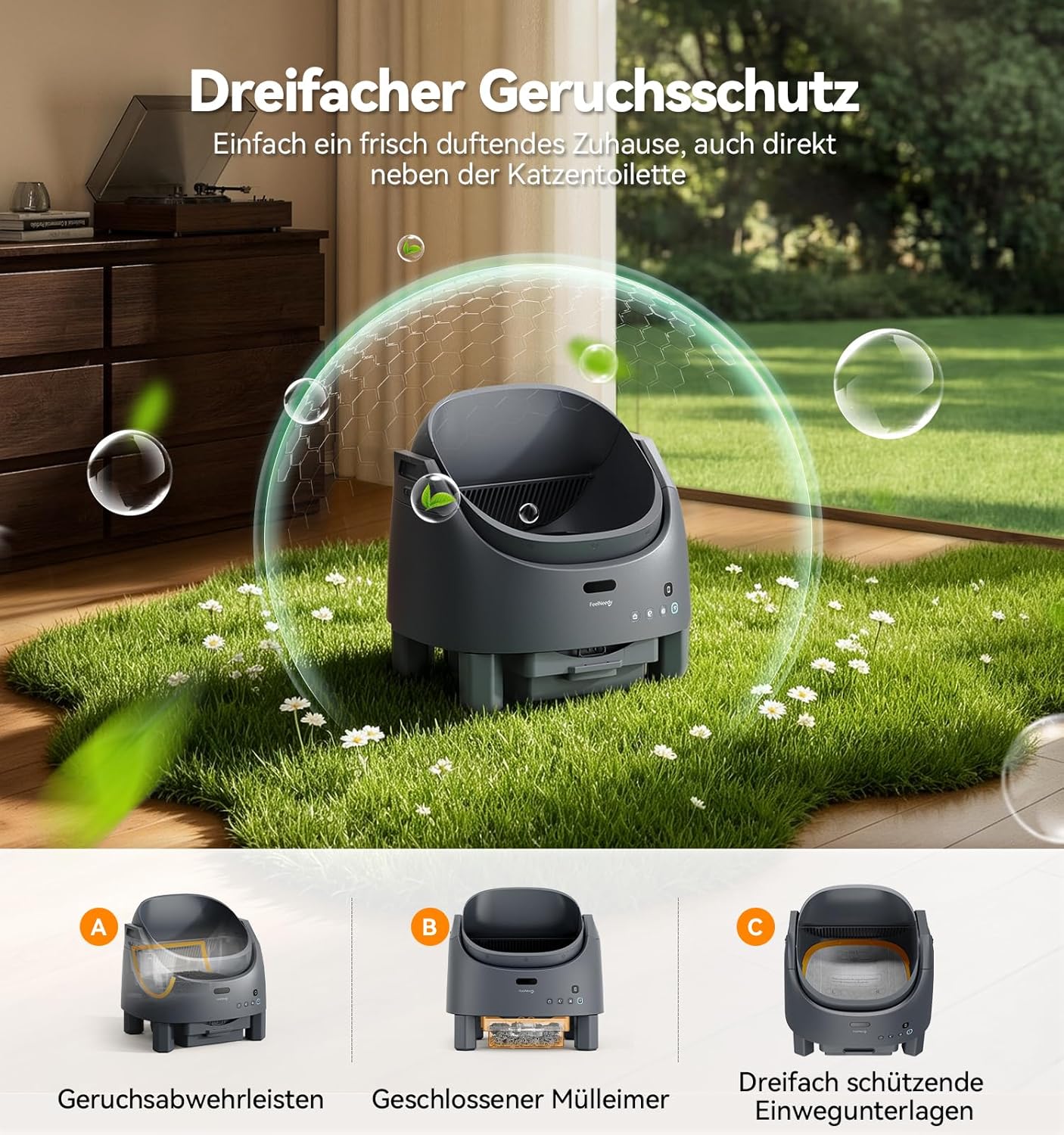 Thumbnail 2 de FEELNEEDY Katzenklo Selbstreinigend – Elektrisch, APP-gesteuert, geruchsneutralisierend