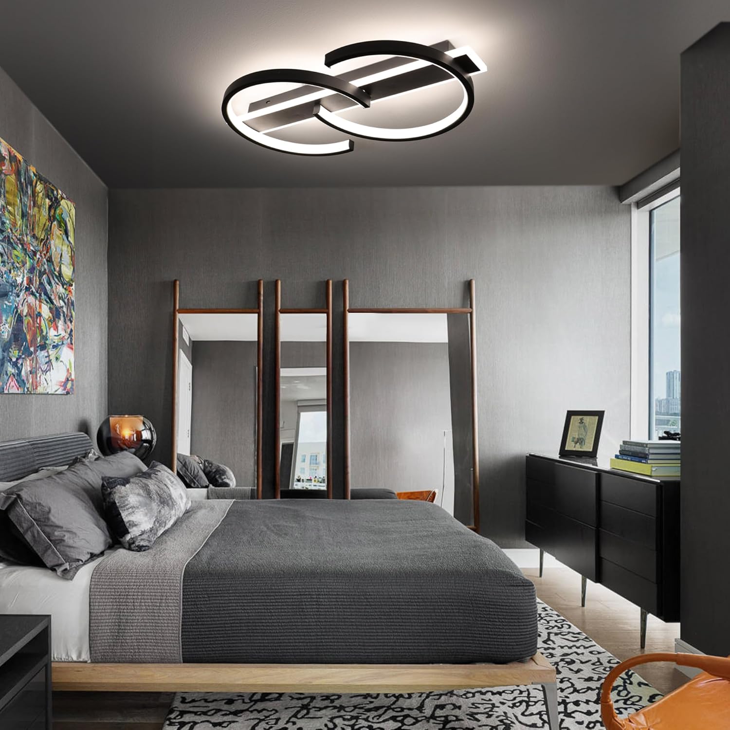 Detalle 2 de LED Deckenleuchte 35W dimmbar 40 cm schwarz