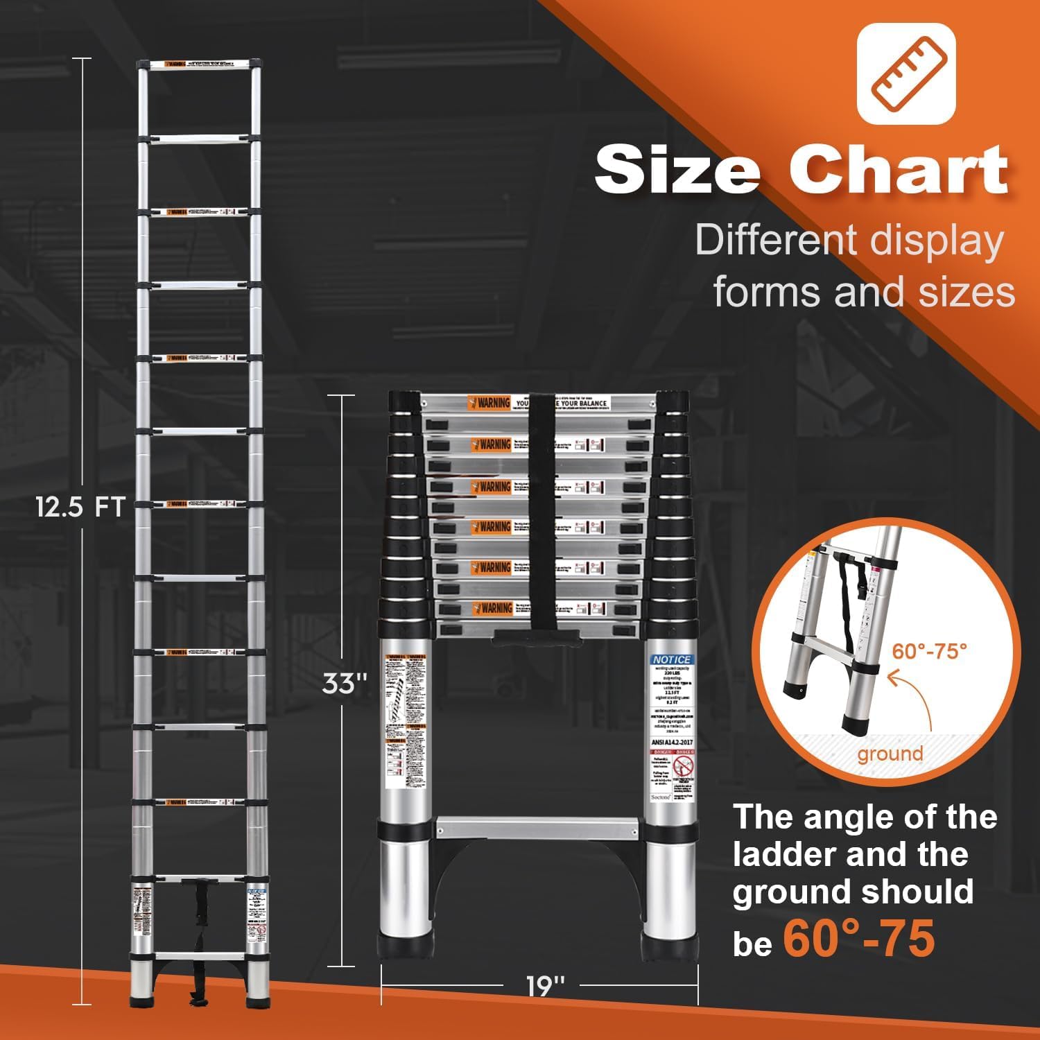 Detalle de SocTone Telescoping Ladder 12.5 FT