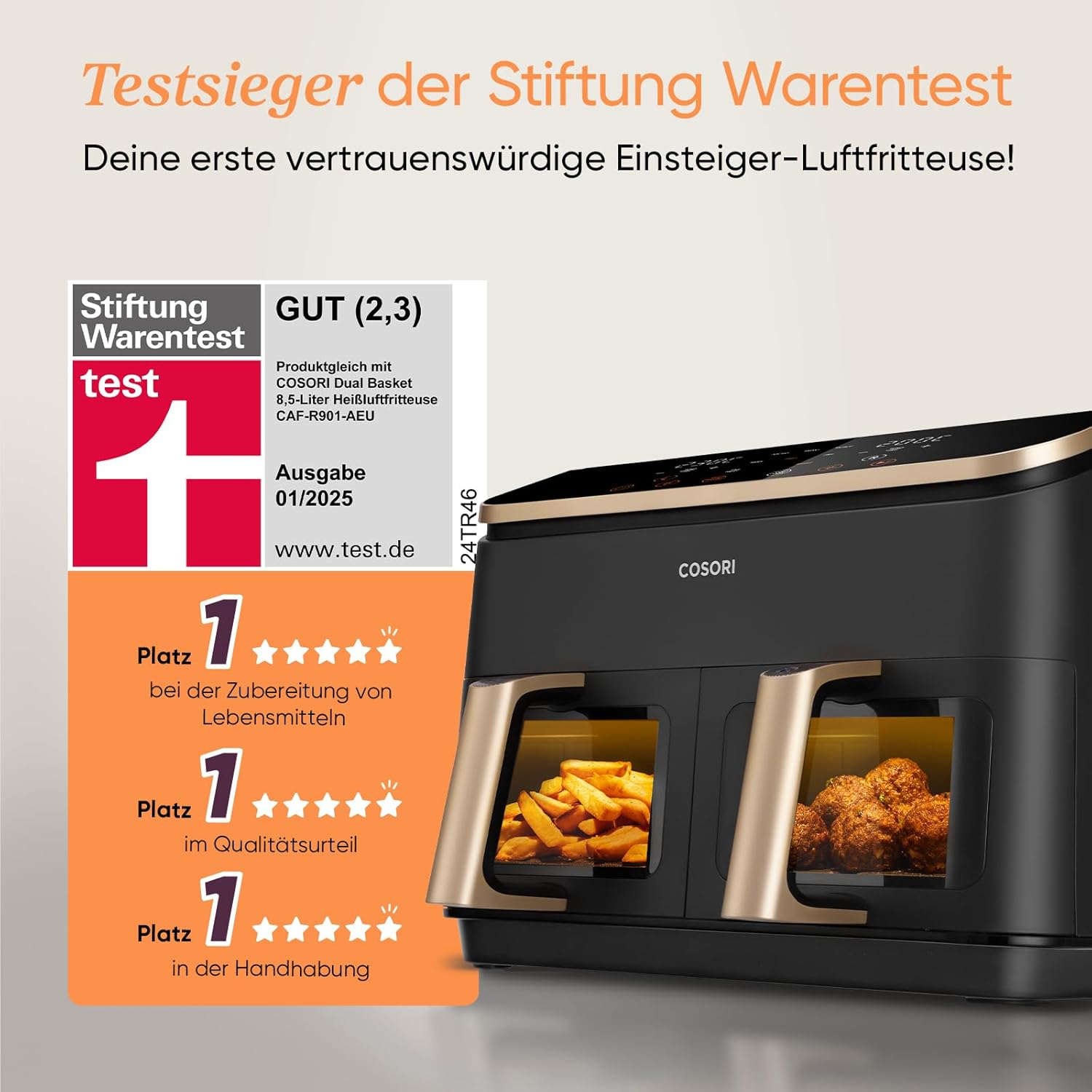 Detalle 2 de COSORI Heißluftfritteuse Dual Zone 8,5 L