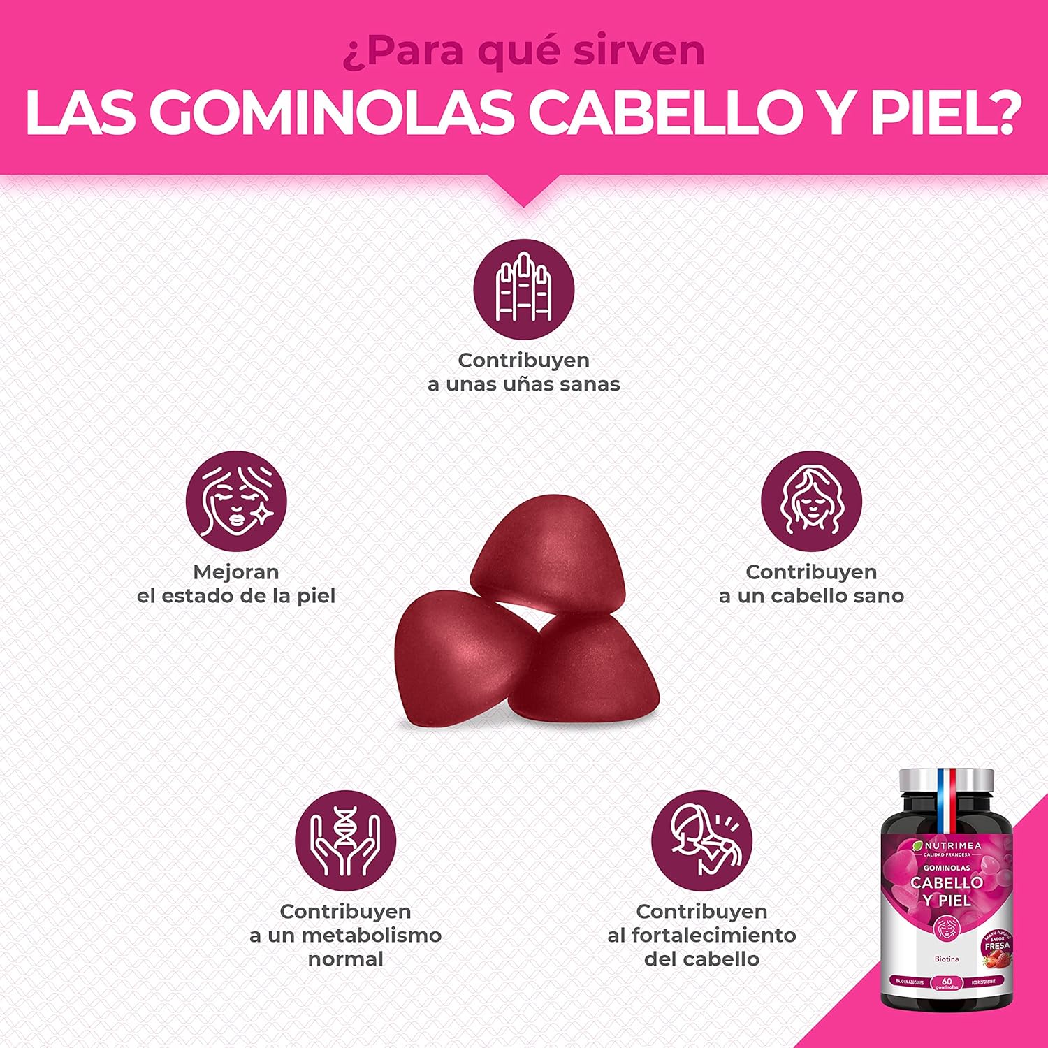 Detalle 2 de Gominolas Veganas para Uñas y Cabello 💅🏻🦷 Nutrimea