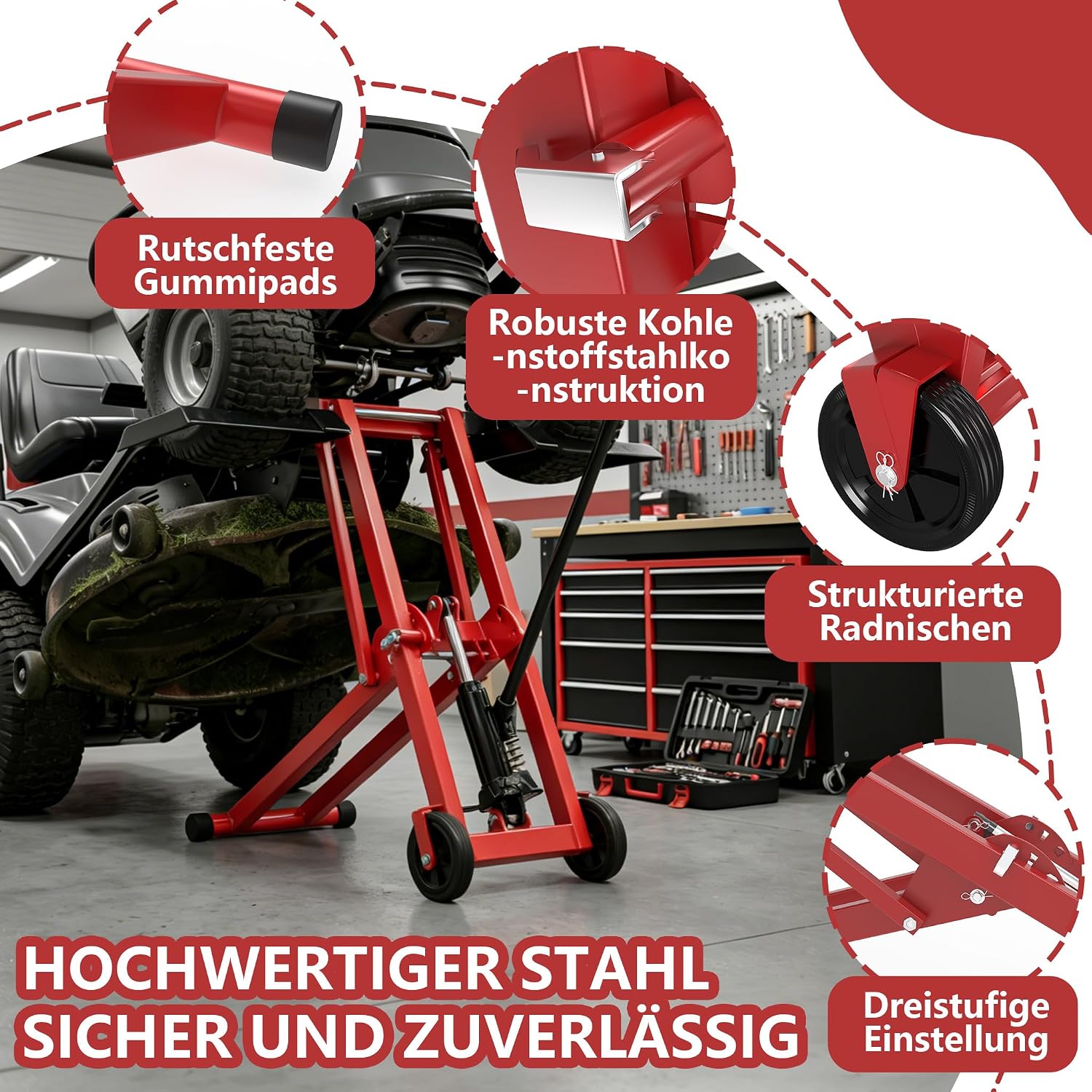Thumbnail 6 de UISEBRT Podnośnik hydrauliczny do traktora i kosiarki, 227 kg, do 65,5 cm
