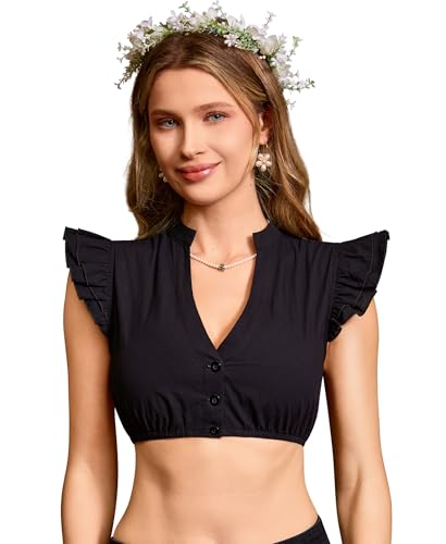 Thumbnail 1 de Funspread Dirndl Bluse Damen Weiß – Kurzarm mit V-Ausschnitt, 100% Baumwolle