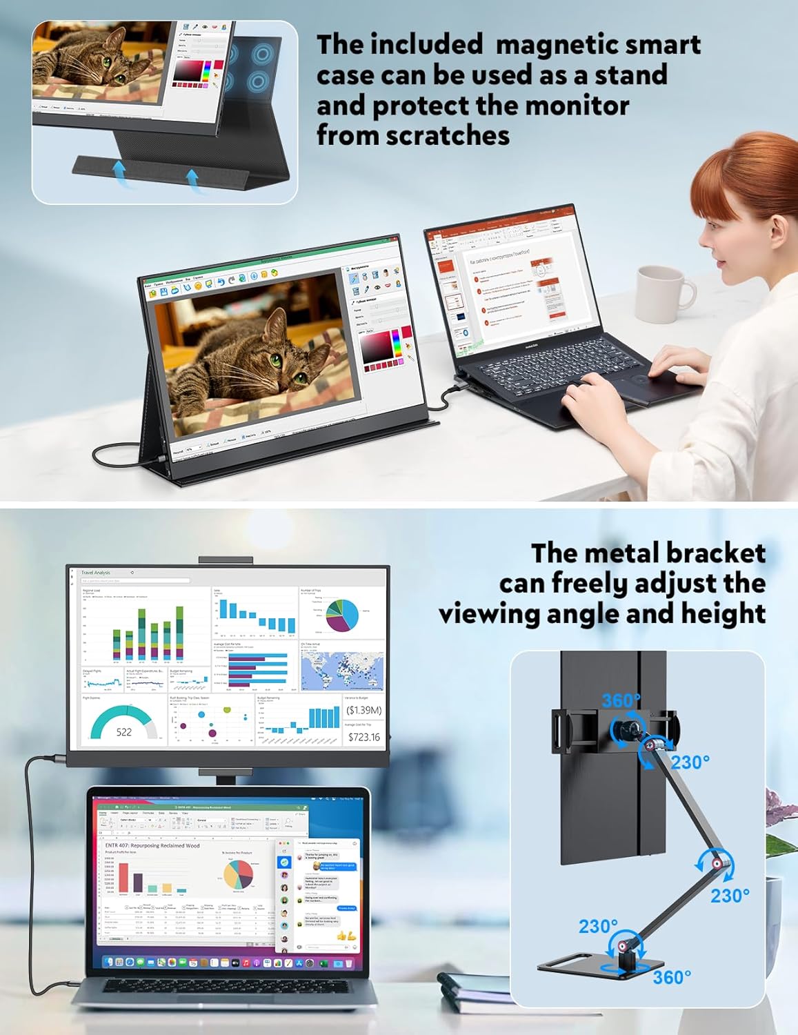 Detalle de MAGICRAVEN 15.6" Portable Monitor — 1080p FHD IPS Second Screen with Built-in Speakers