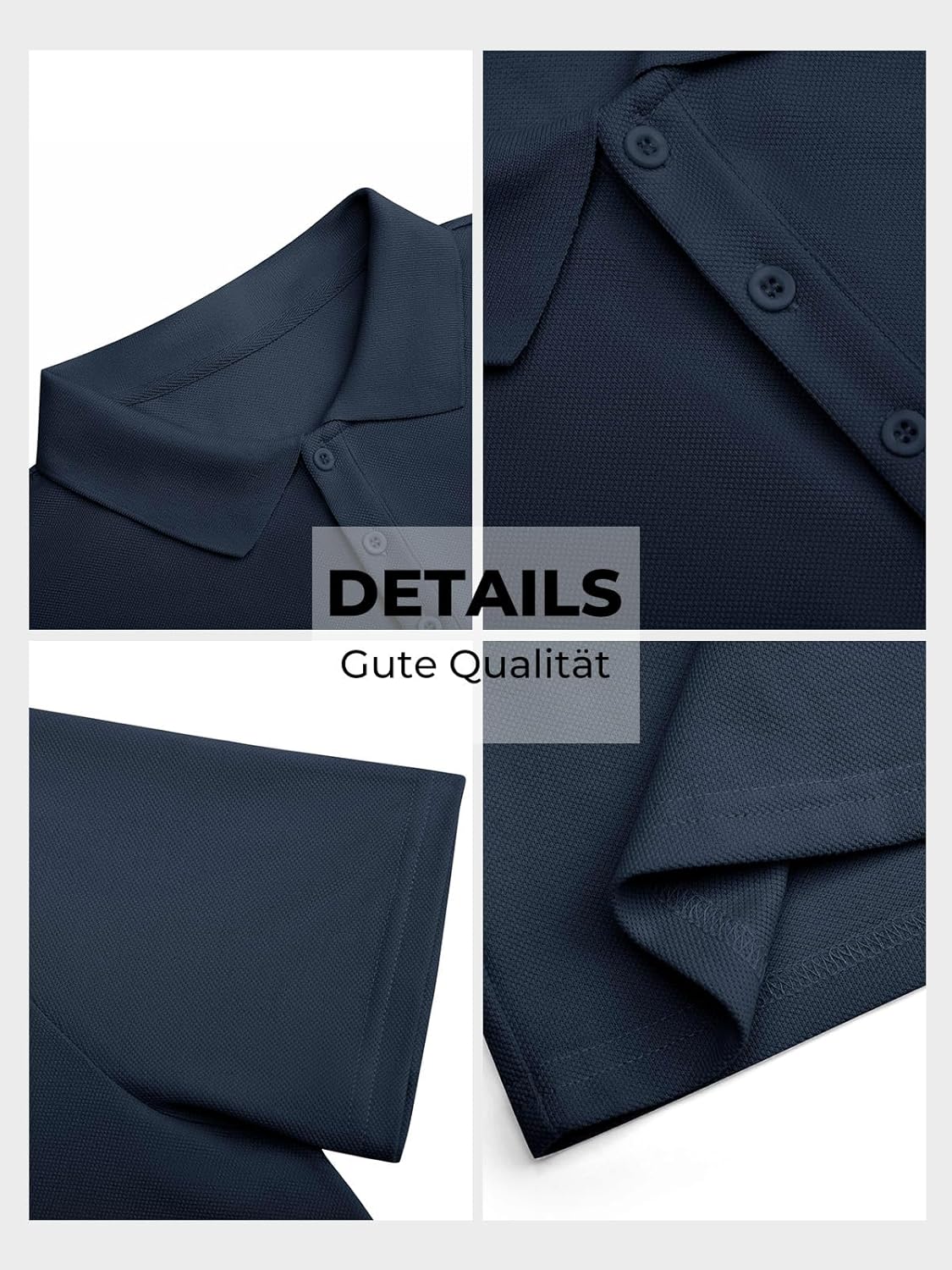 Detalle 2 de Runcati Herren Poloshirts Kurzarm Sommer – Vielseitiges Polohemd mit atmungsaktivem Funktionsstoff