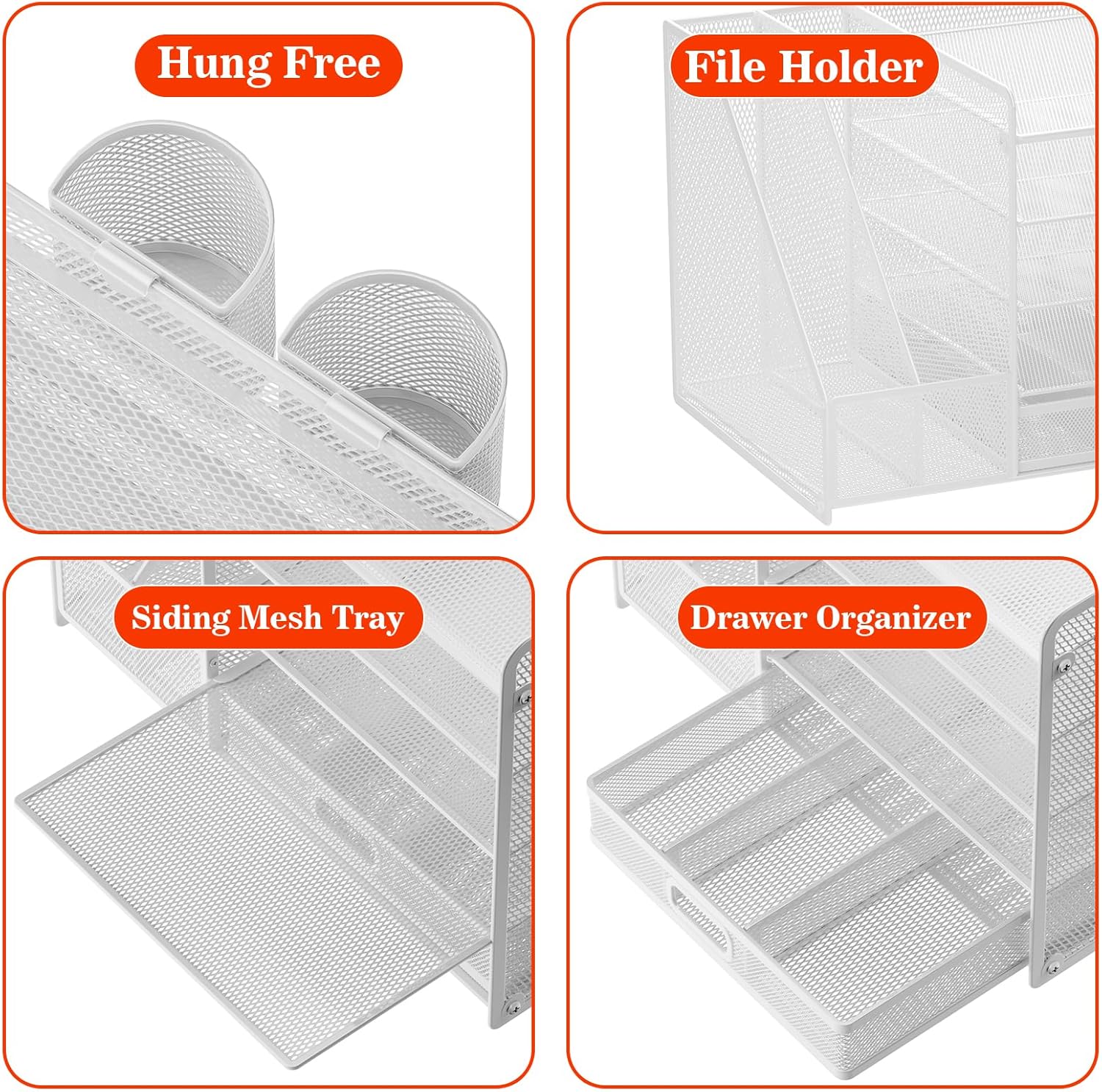 Thumbnail 2 de Restorgan Schreibtisch Organizer mit Aktenhalter – 5-stufiger Papier Organizer mit Schublade und Stifthaltern (weiß)
