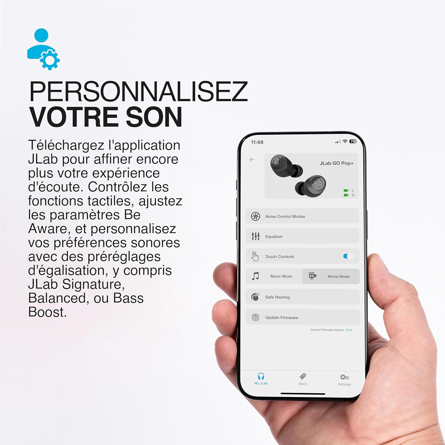 Thumbnail 2 de JLab Go Air Pop+ Menthe — écouteurs Bluetooth True Wireless avec micro et autonomie annoncée 35+ h