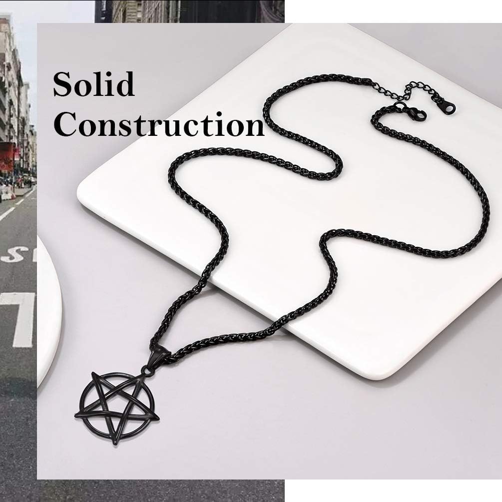 Thumbnail 4 de PROSTEEL Collana Uomo Pentagramma Rovescio Acciaio Nero Oro