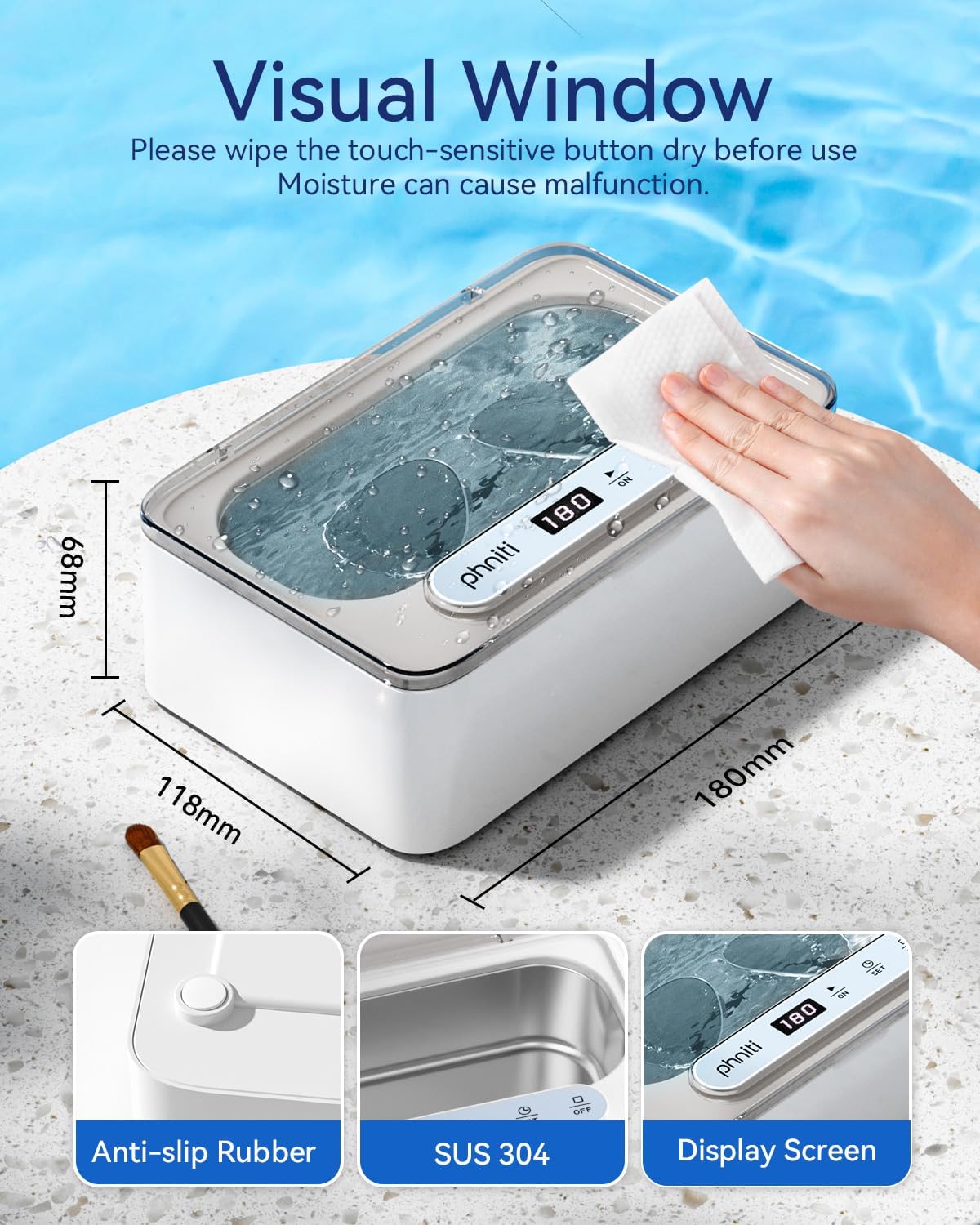 Thumbnail 5 de Phniti Ultrasonic Jewellery Cleaner 47KHz