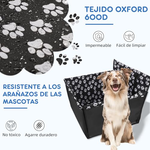 Detalle 2 de Asiento Coche para Perro Wimypet 68x57x33 cm – Impermeable y con Cinturón de Seguridad