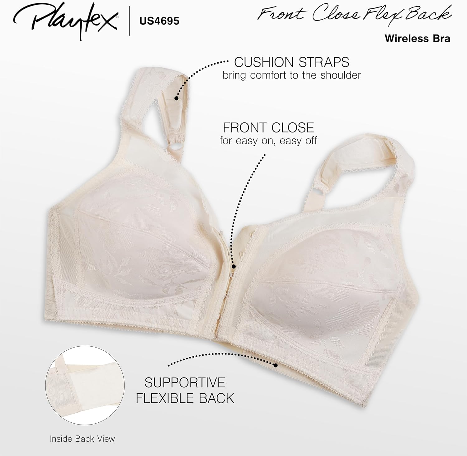 Detalle 2 de Playtex Women's 18 Hour Front-Close Wireless Bra