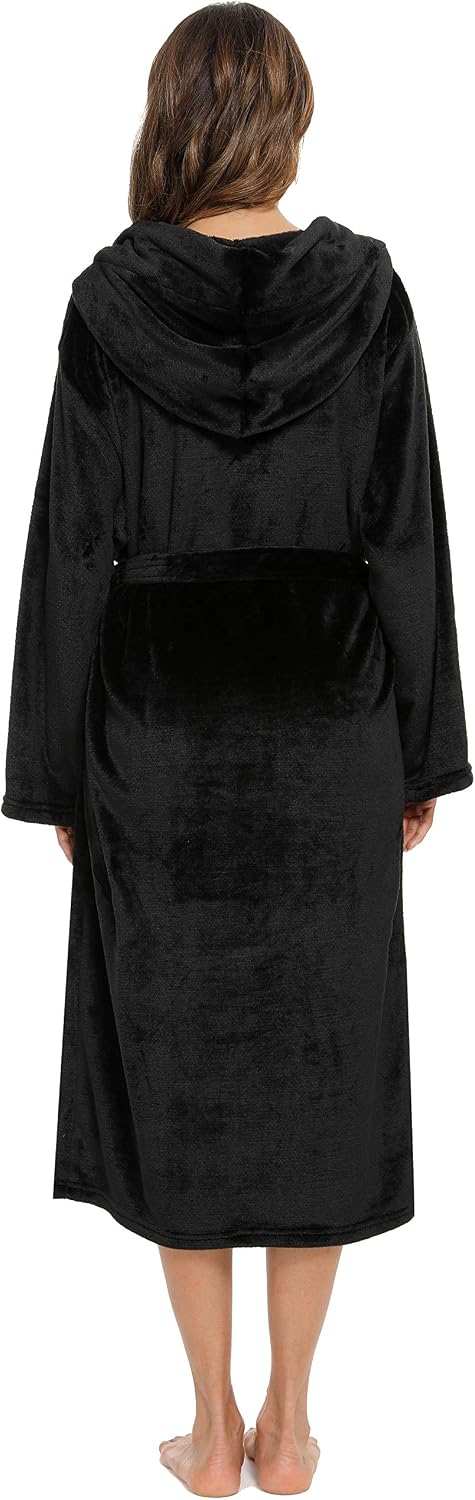 Thumbnail 4 de Vlazom Robe de chambre polaire femme à capuche en flanelle douce