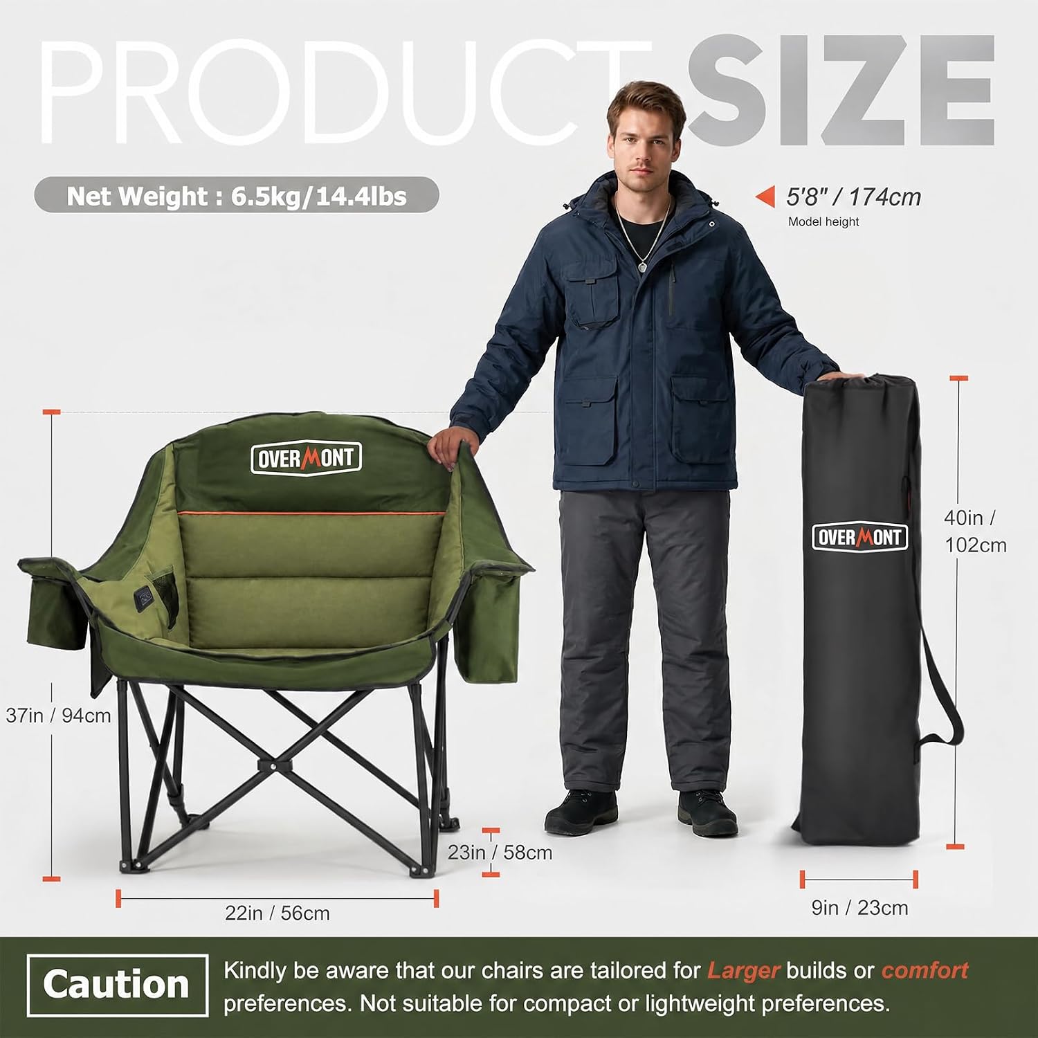 Thumbnail 2 de Overmont Camping Chairs, 2-Pack