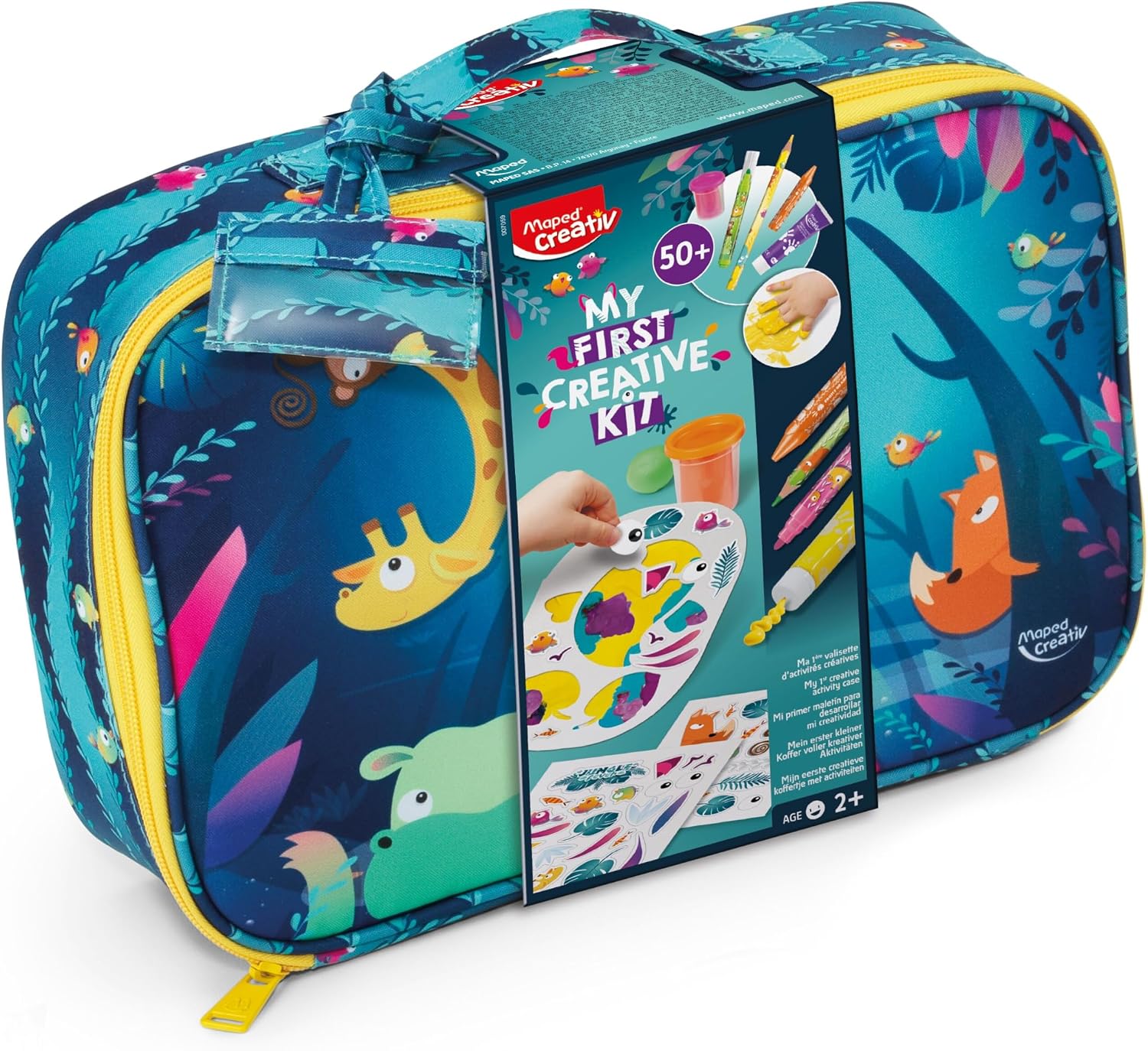Detalle de Maped Creativ Jungle Fever – walizka kreatywna z przyborami jumbo dla dzieci 2–5 lat
