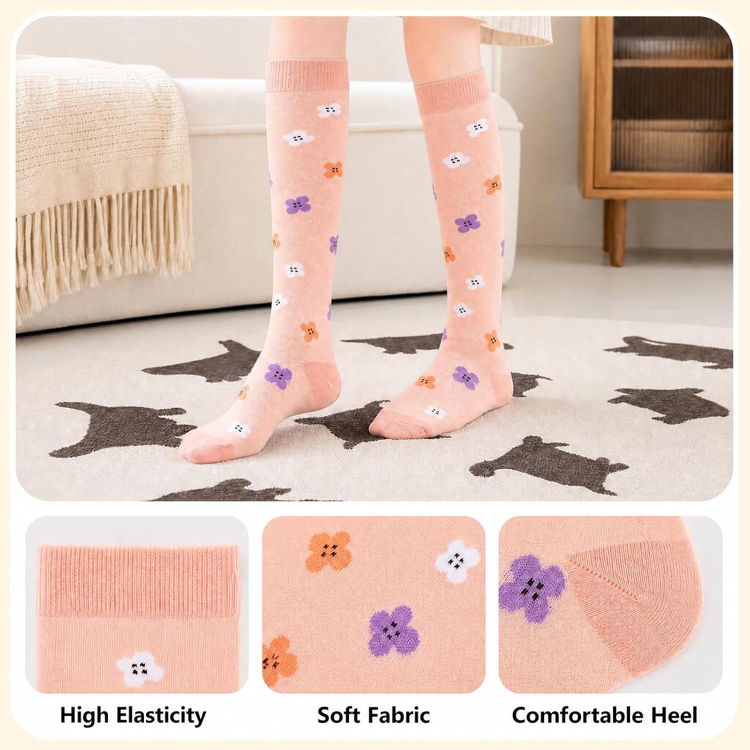 Detalle de Odtmger Compression Socks – 7 Pairs, 20-30mmHg Knee-High Support for Sports, Work and Everyday Wear