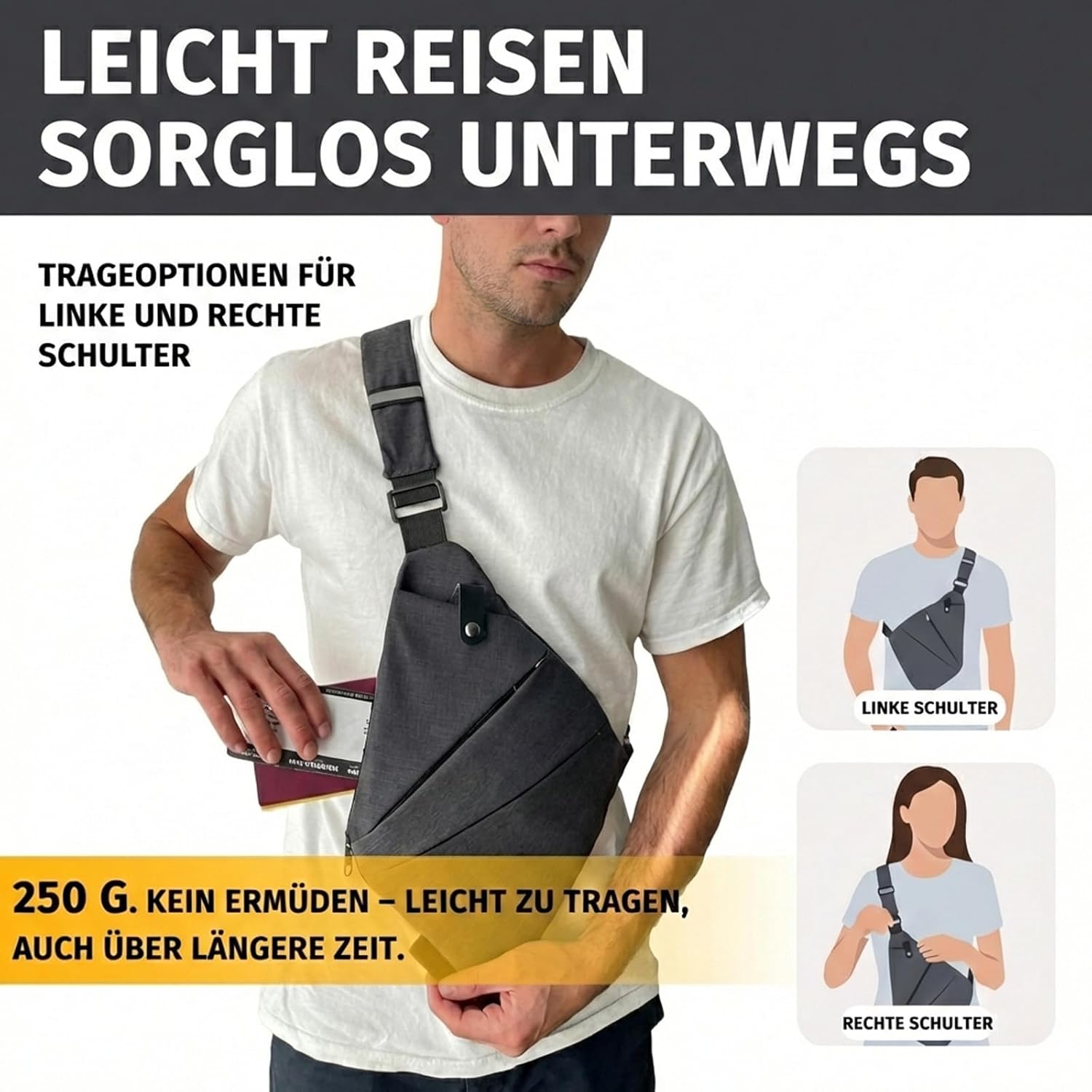 Thumbnail 4 de Reiteag Gipfelfreund Anti-Diebstahl-Tasche – sichere Umhängetasche mit Diebstahlschutz für Reisen