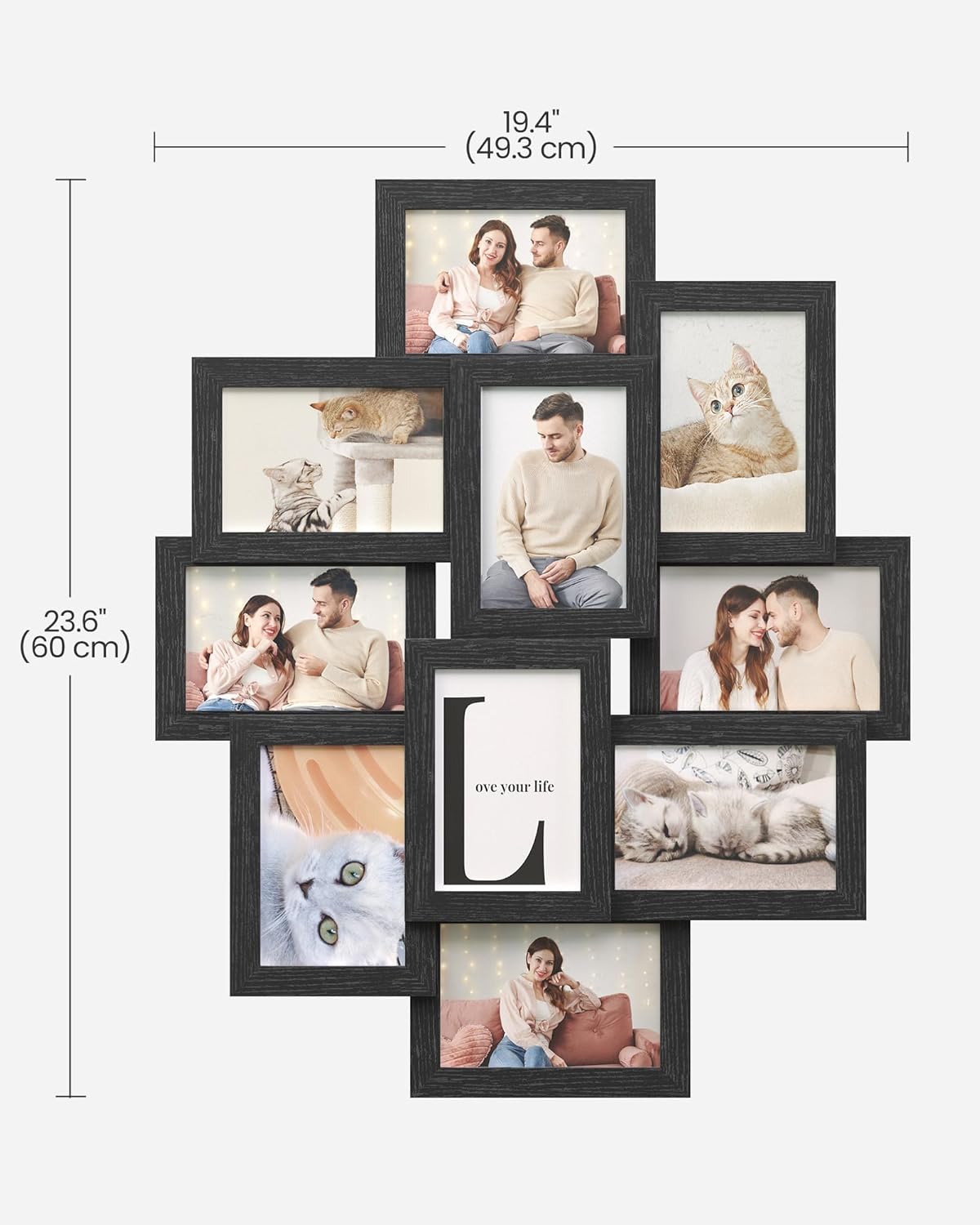 Thumbnail 2 de SONGMICS Black Collage Photo Frame (family frame for 10 photos, 4x6 inch) – MDF board, assembly required