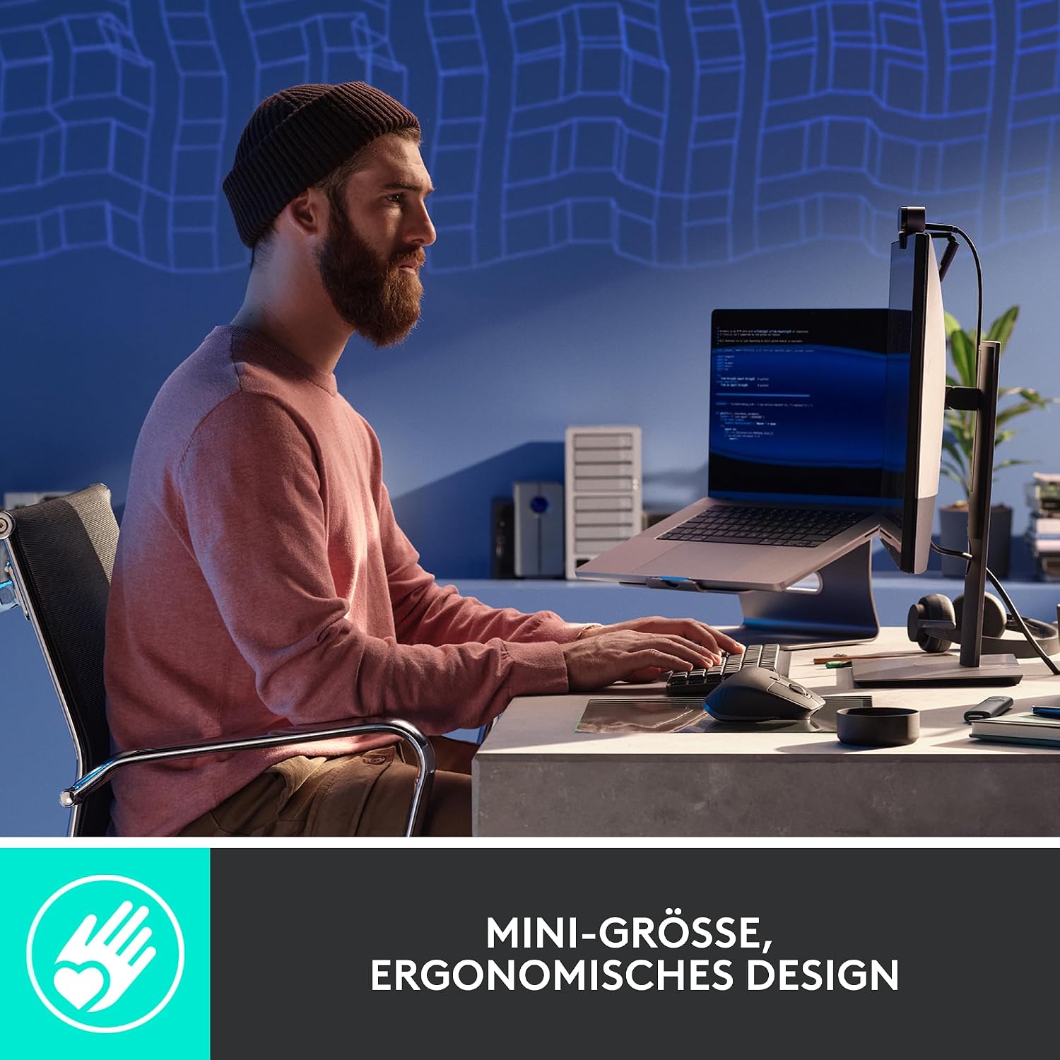 Detalle de Logitech MX Mechanische kabellose Mini-Tastatur mit Beleuchtung – QWERTZ, Grau