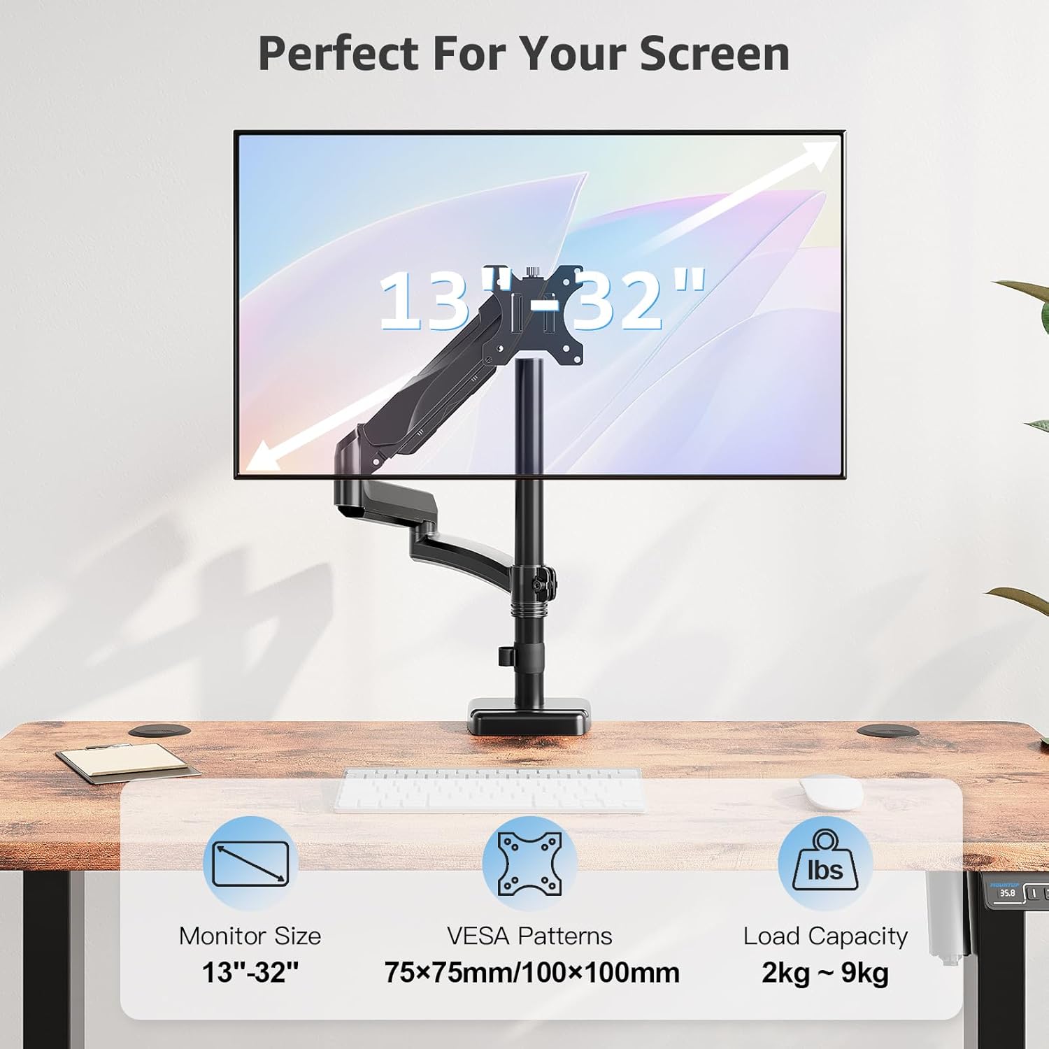Thumbnail 3 de MOUNTUP 705 mm Langarm Monitorhalterung für 13–32 Zoll (EU6021B) – Einzelarm bis 9 kg